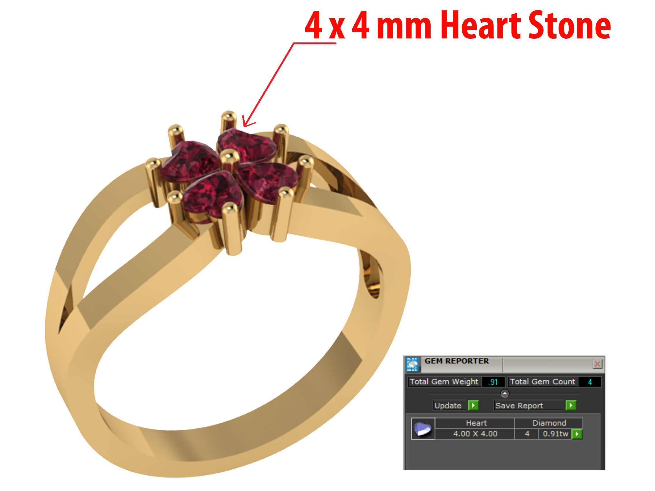 Personalized Four Stone Mothers Ring Set Sizes 5 to 12 3D print model_5
