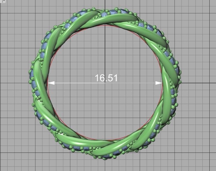 Miami Cuban Diamond Chain Ring 3Dmodel 6US size  3D print model_9