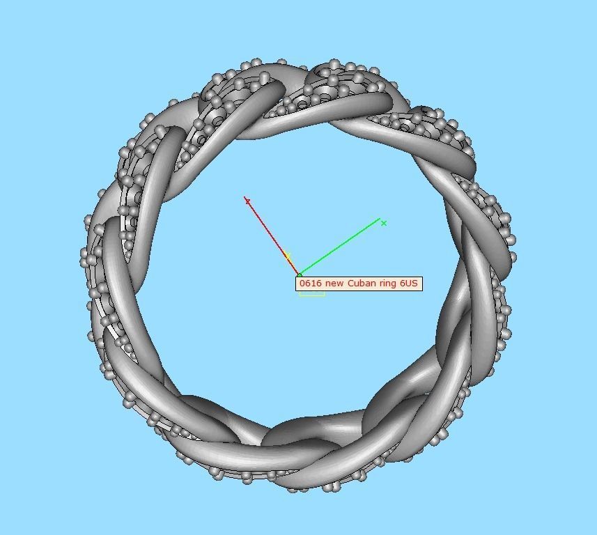 Miami Cuban Diamond Chain Ring 3Dmodel 6US size  3D print model_30