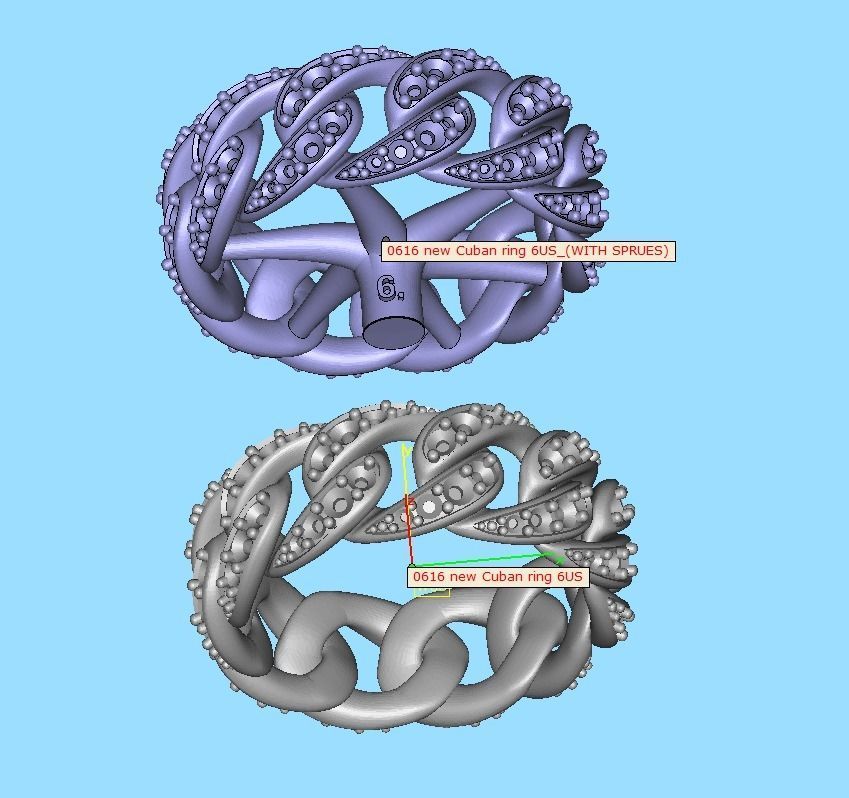 Miami Cuban Diamond Chain Ring 3Dmodel 6US size  3D print model_13