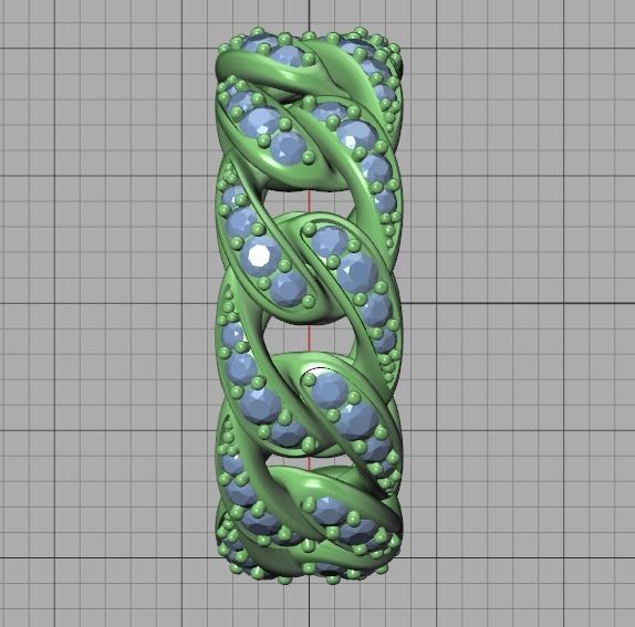 Miami Cuban Diamond Chain Ring 3Dmodel 6US size  3D print model_26