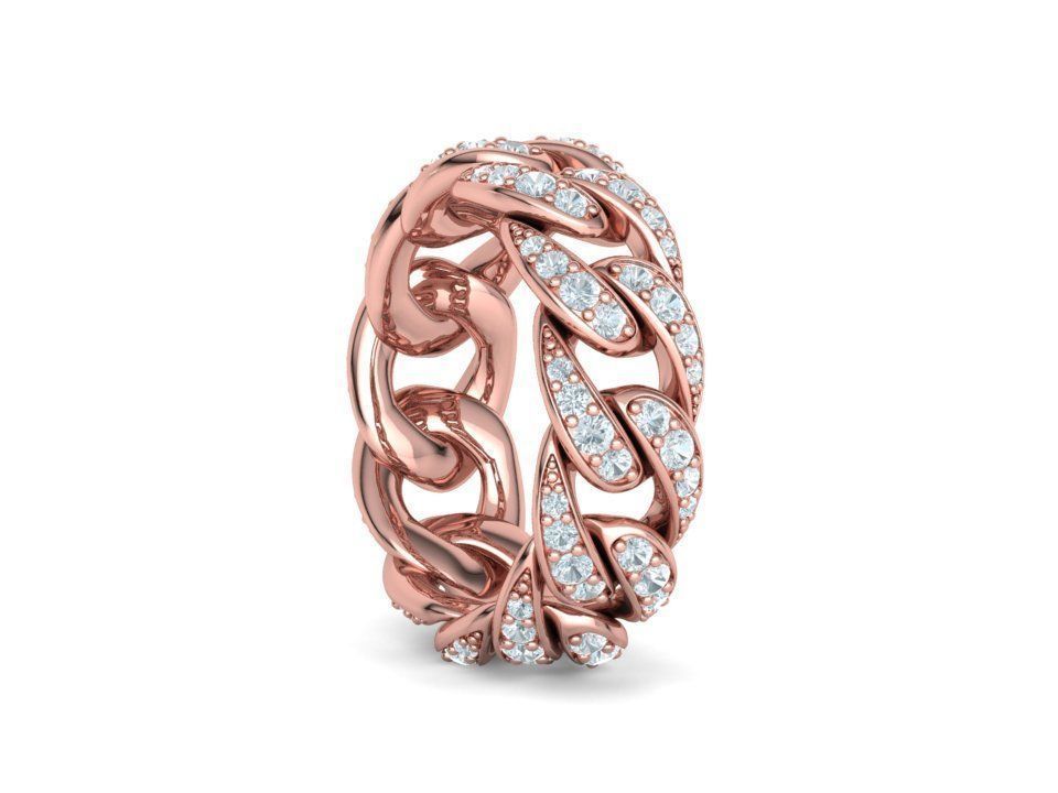 Miami Cuban Diamond Chain Ring 3Dmodel 6US size  3D print model_20