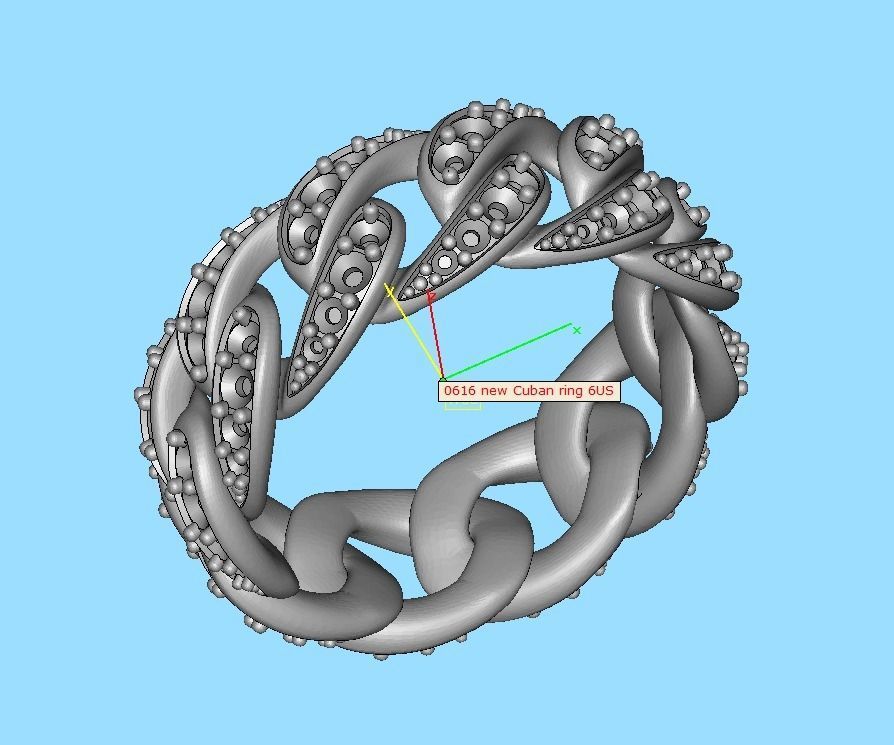 Miami Cuban Diamond Chain Ring 3Dmodel 6US size  3D print model_11