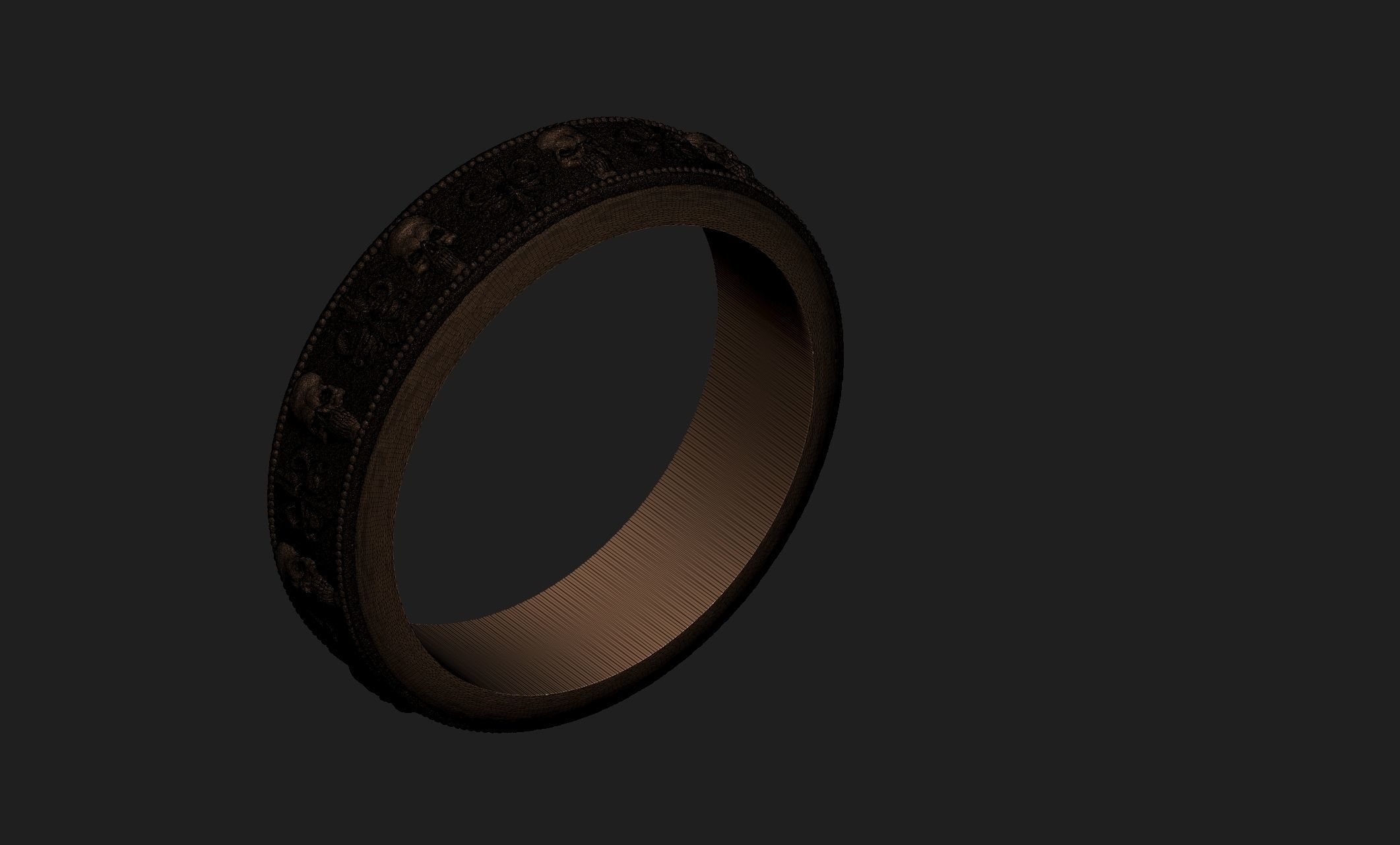 ornamental skull ring 3D print model_2