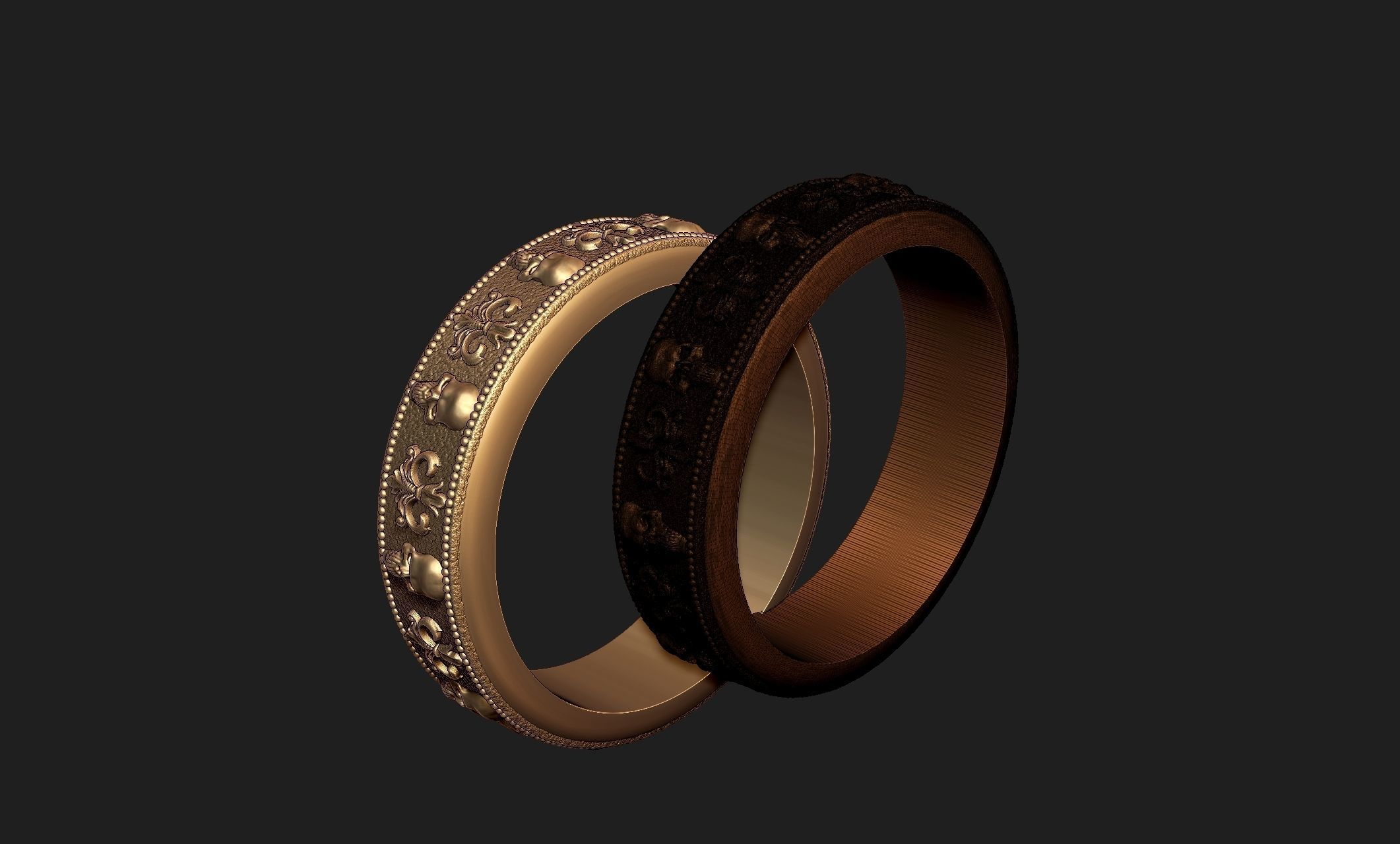 ornamental skull ring 3D print model_6