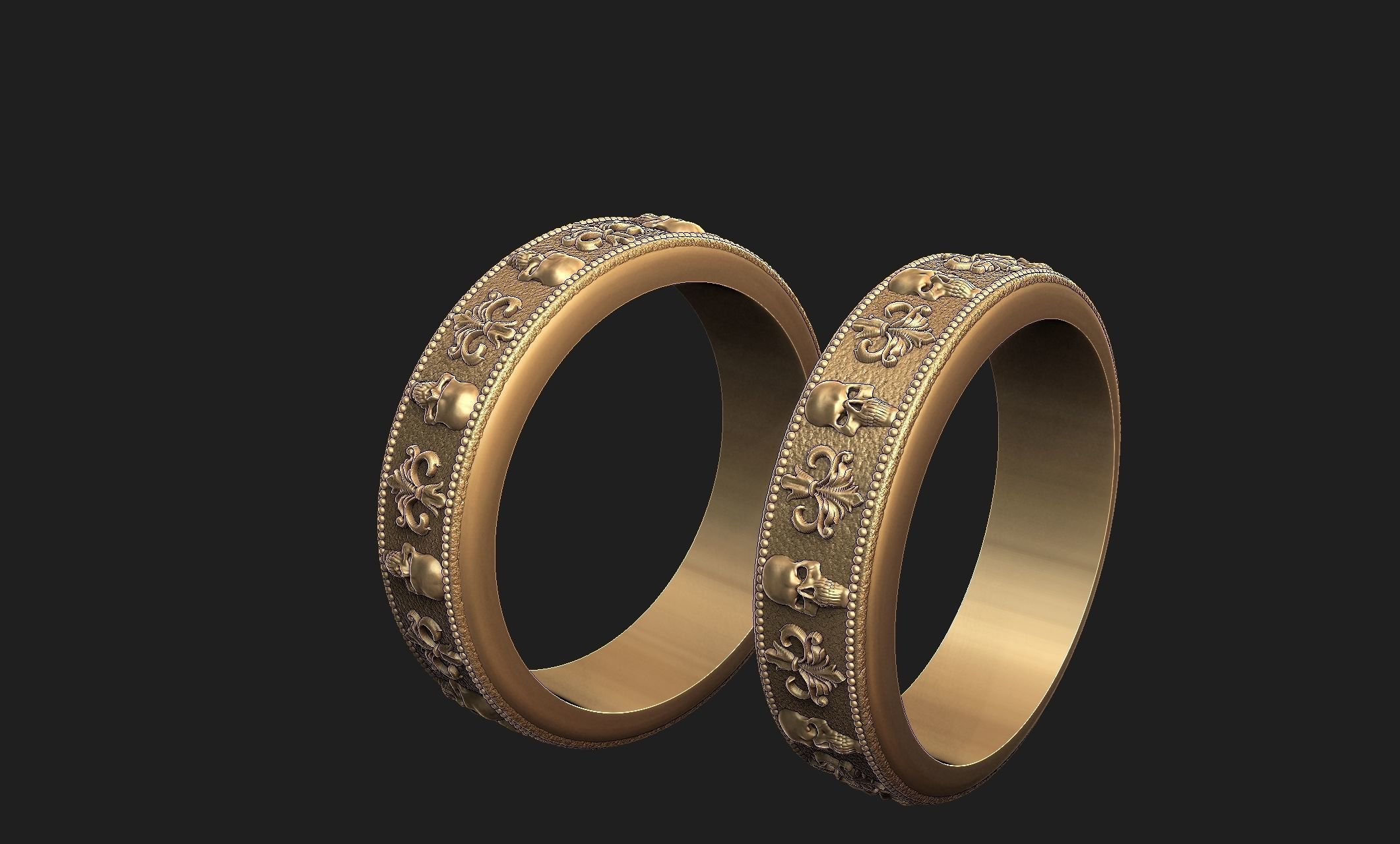 ornamental skull ring 3D print model_5