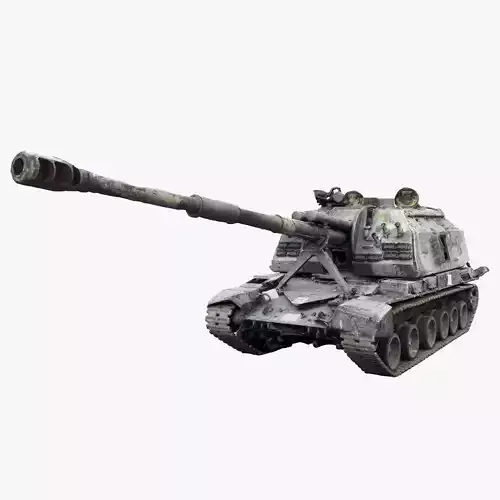 Destroyed 2S19 Msta 152 mm self-propelled howitzer M1990 