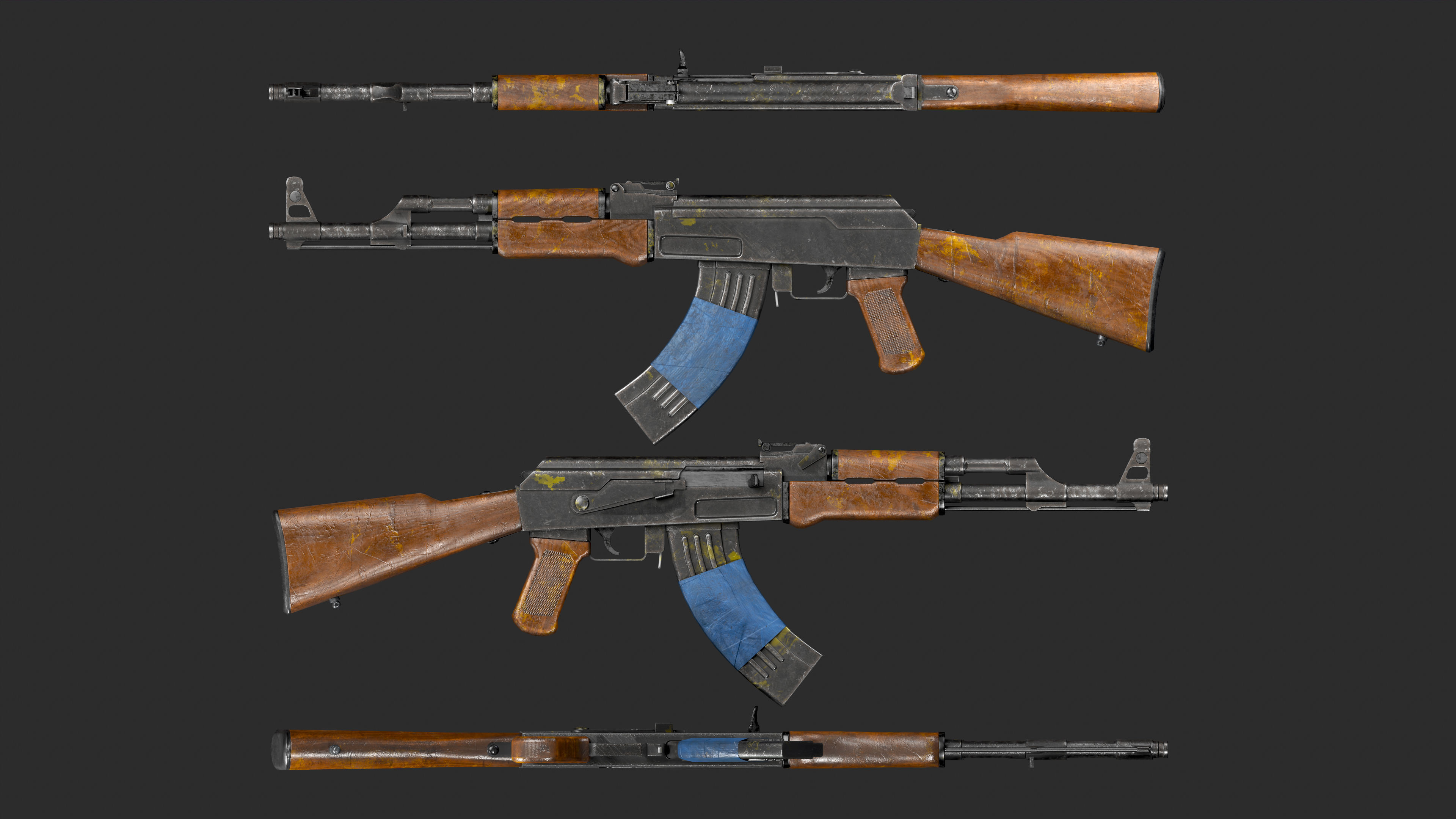 AK-47 Avtomat Kalashnikova Game Ready Low-poly 3D model_4