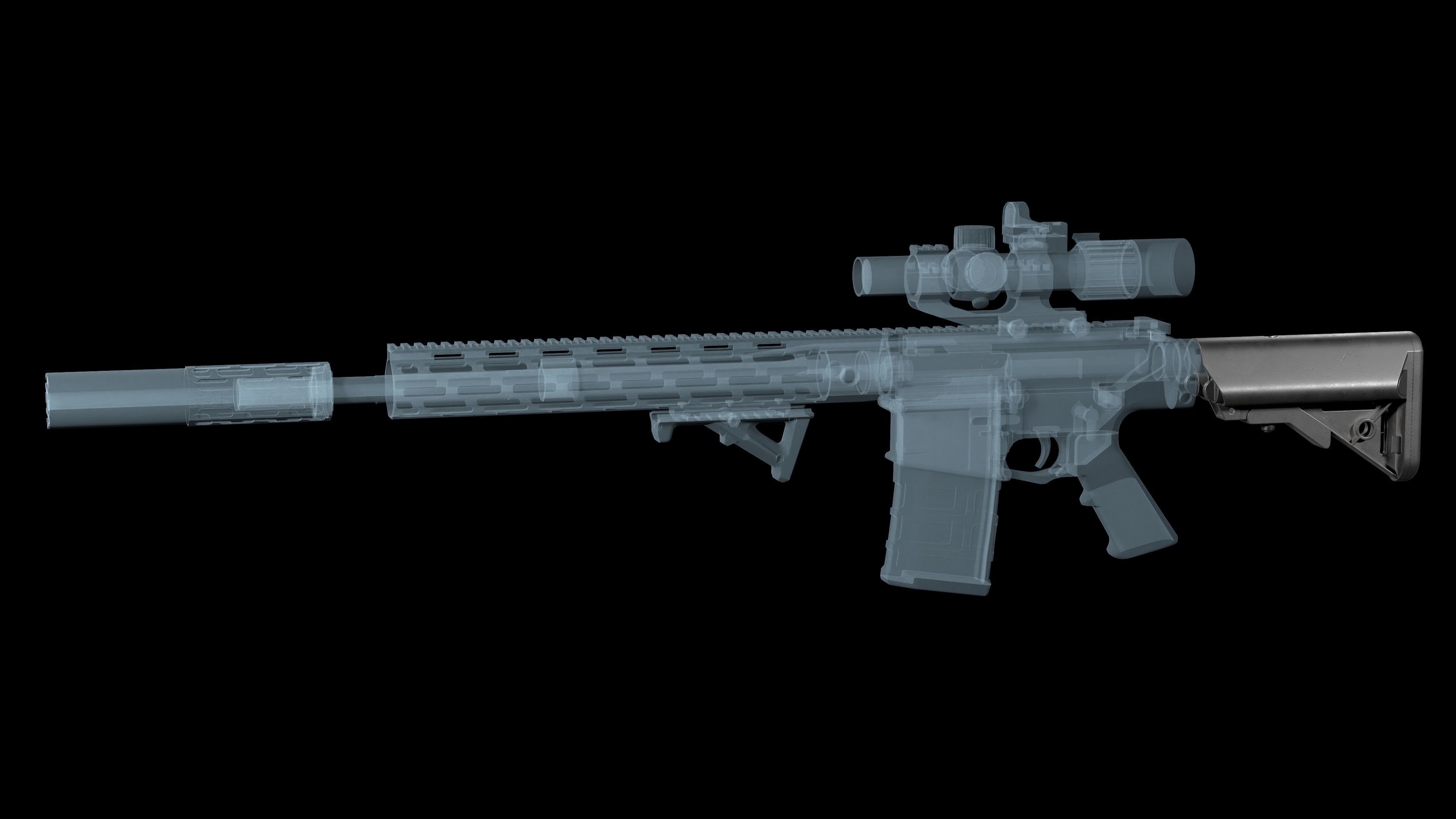 3D model AR-15 AR-10 stock B5 Systems LMT Sopmod VR / AR / low-poly ...