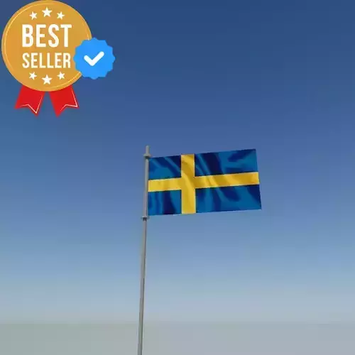 Flag of Sweden Low-poly 3D model