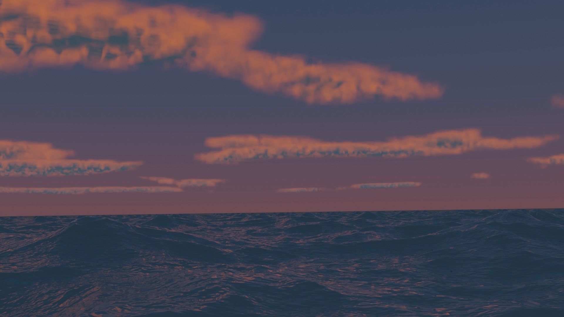 Seascape witht volumic clouds and dynamic sun Free 3D model_2