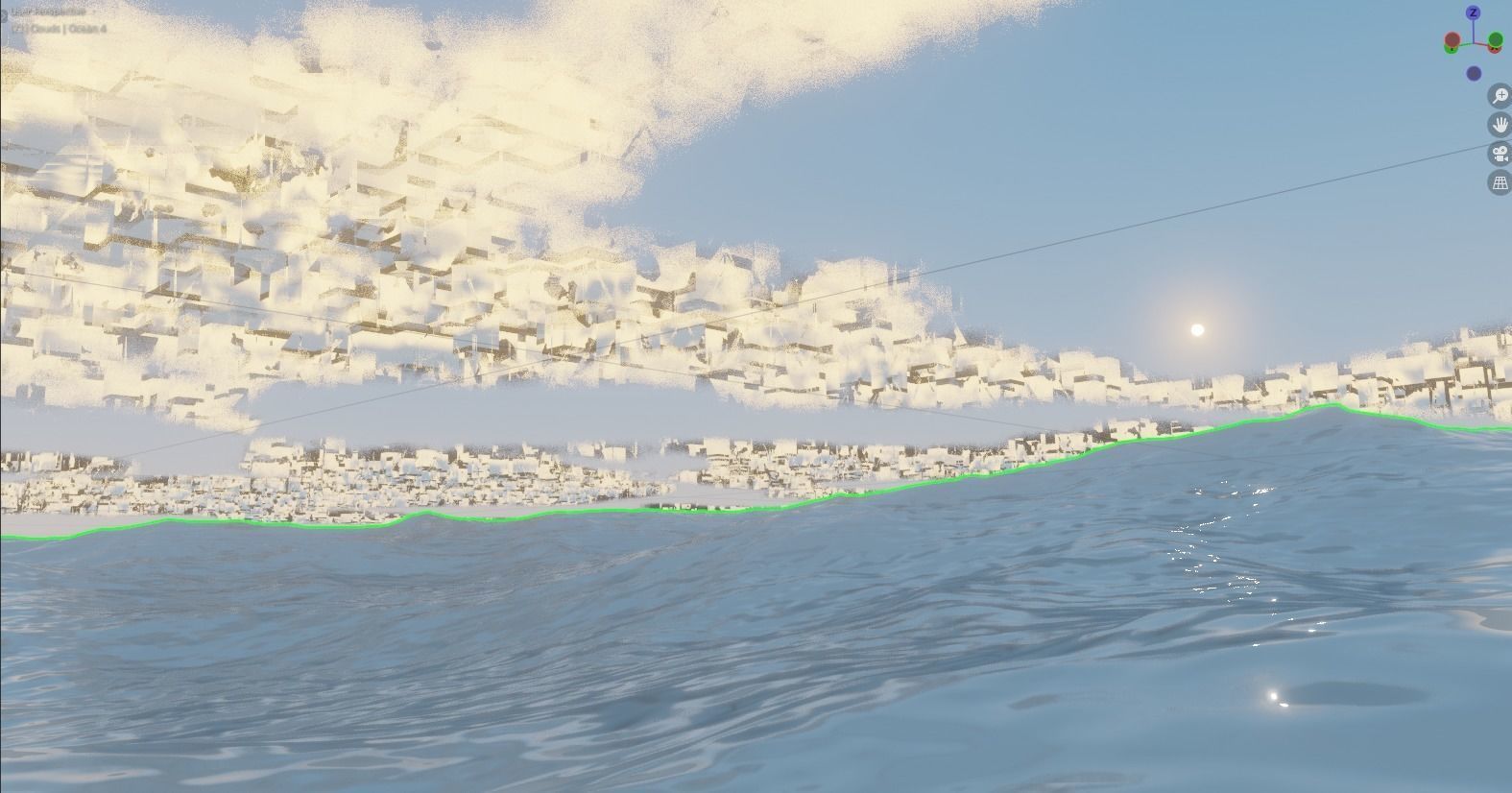 Seascape witht volumic clouds and dynamic sun Free 3D model_5