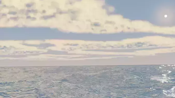 Seascape witht volumic clouds and dynamic sun