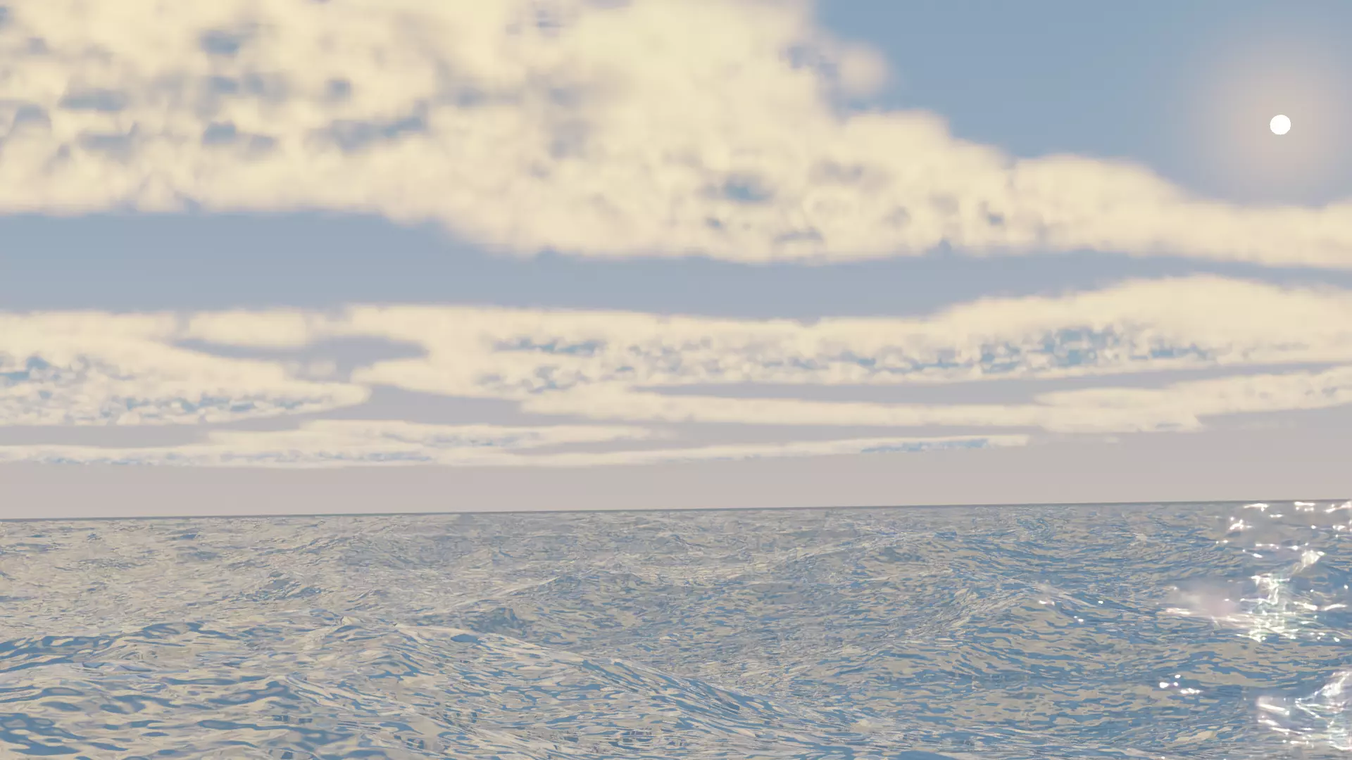 Seascape witht volumic clouds and dynamic sun Free 3D model_0