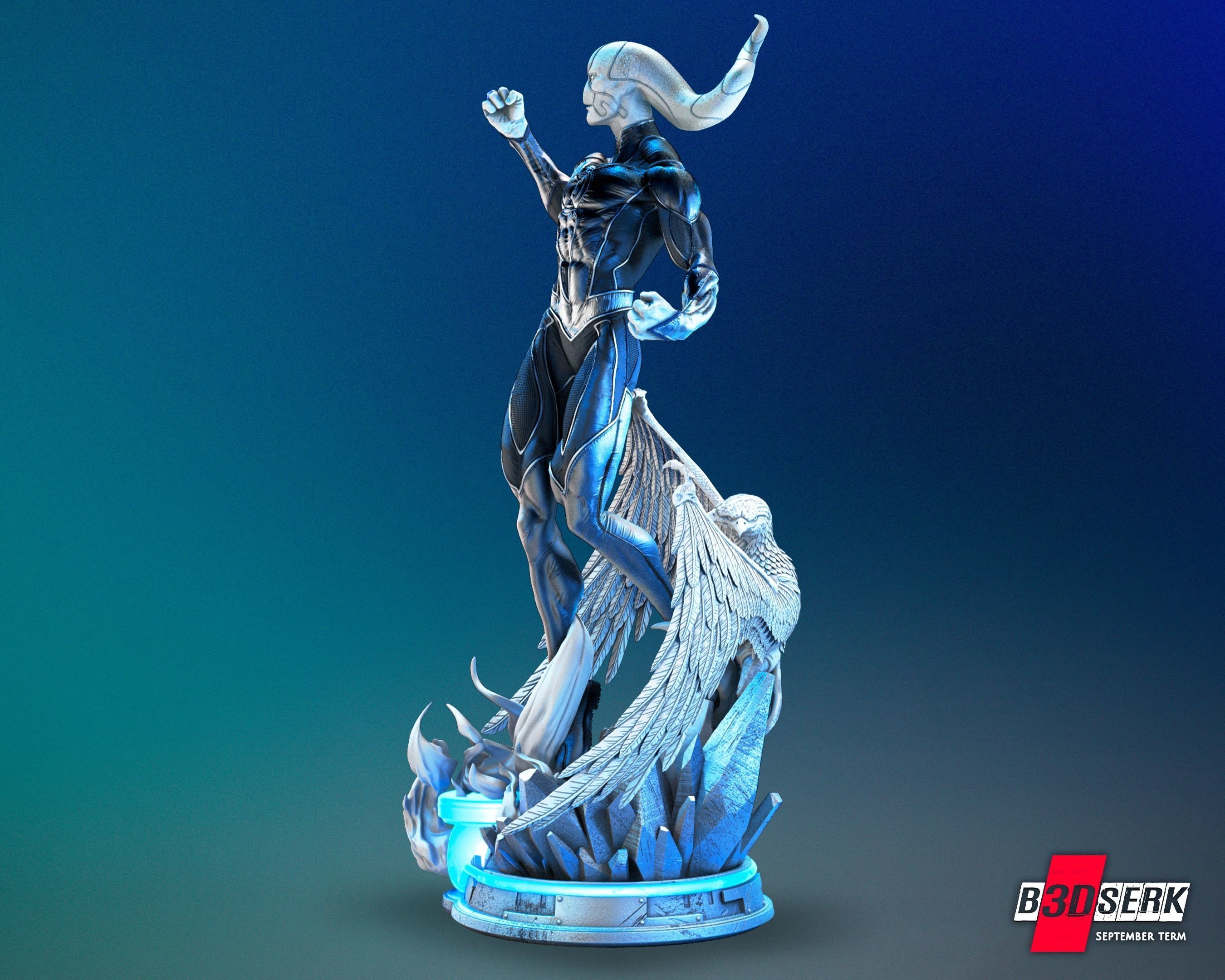 Saint Walker - Blue Lantern Sculpture for printing 3D print model_13