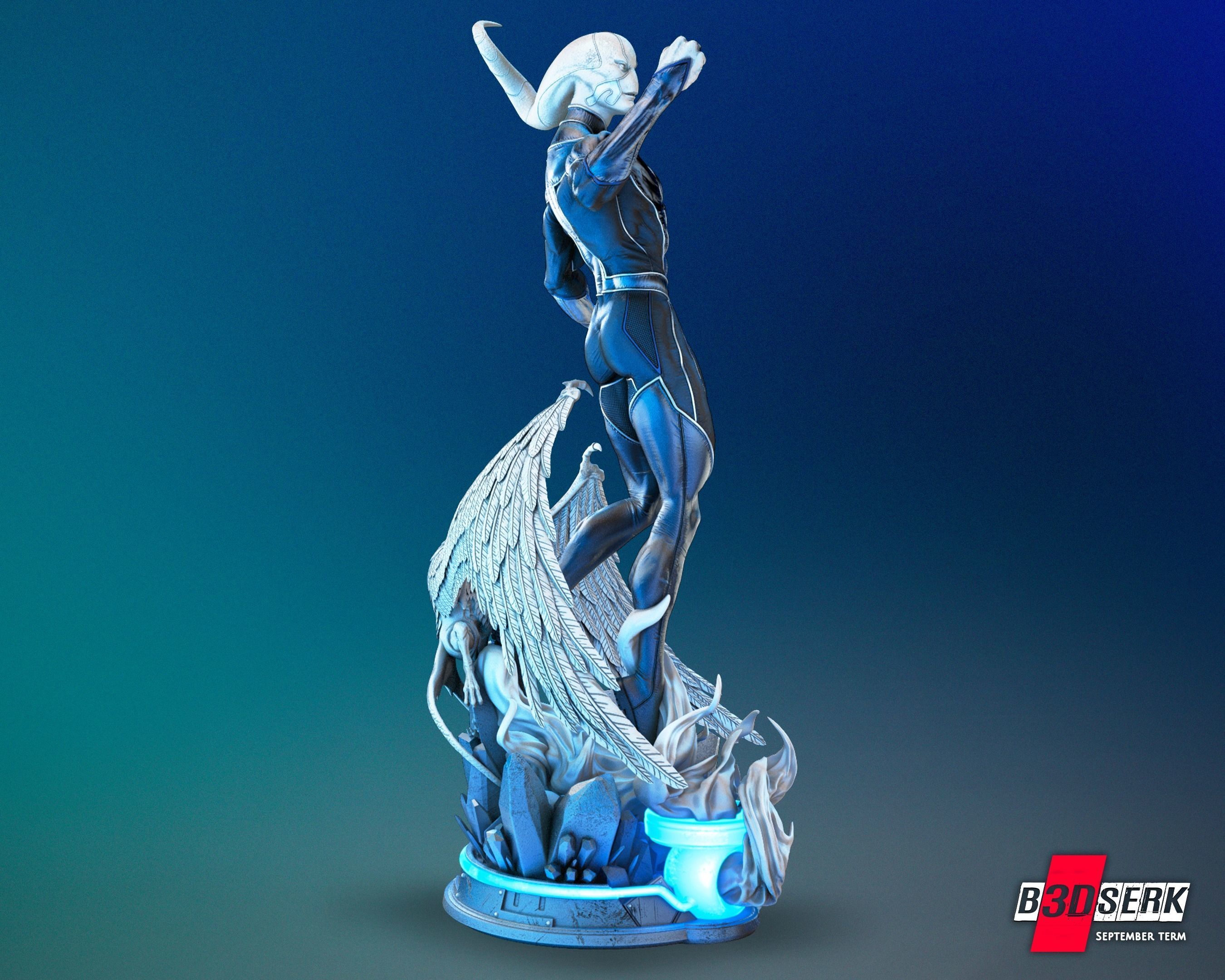Saint Walker - Blue Lantern Sculpture for printing 3D print model_9