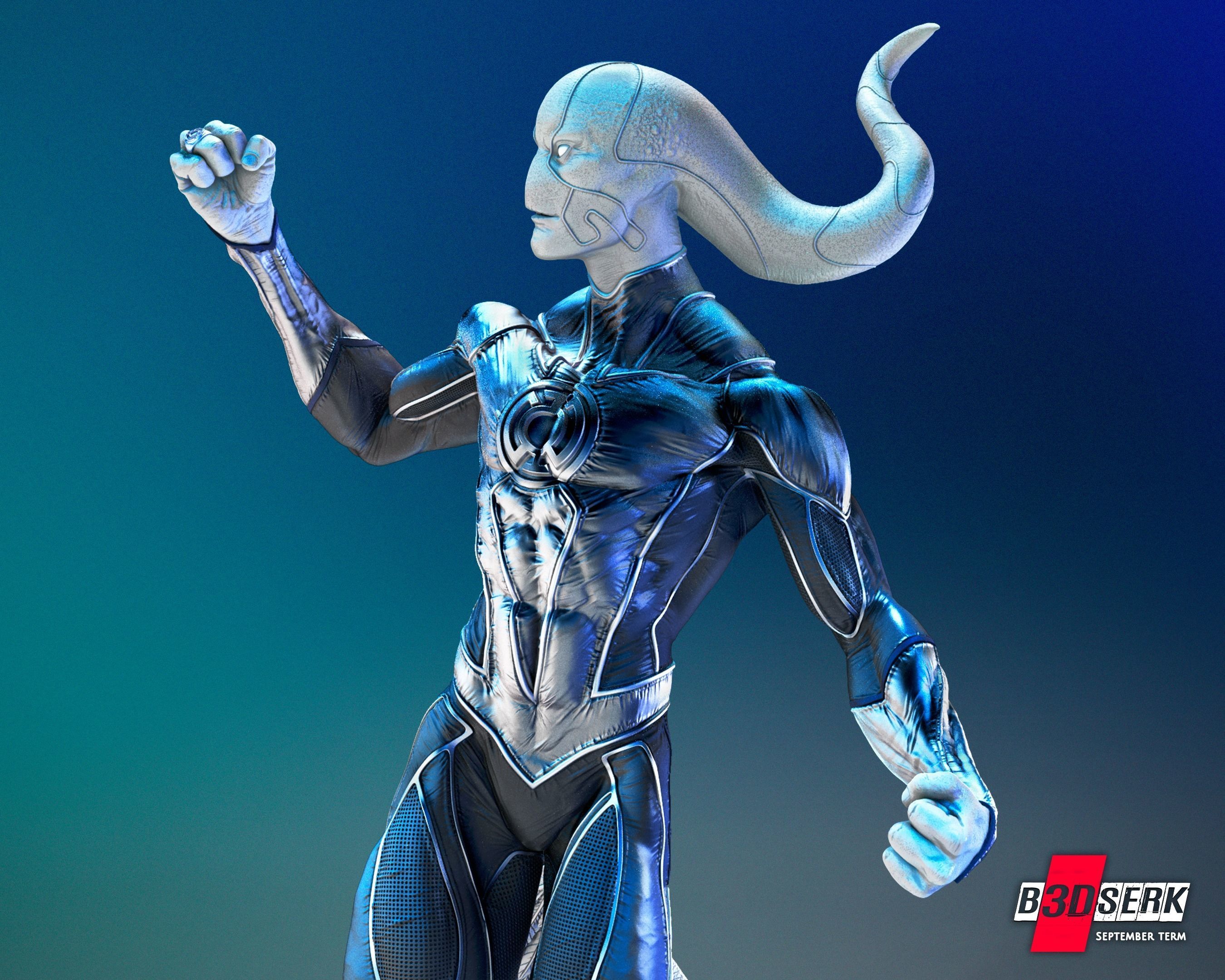Saint Walker - Blue Lantern Sculpture for printing 3D print model_23