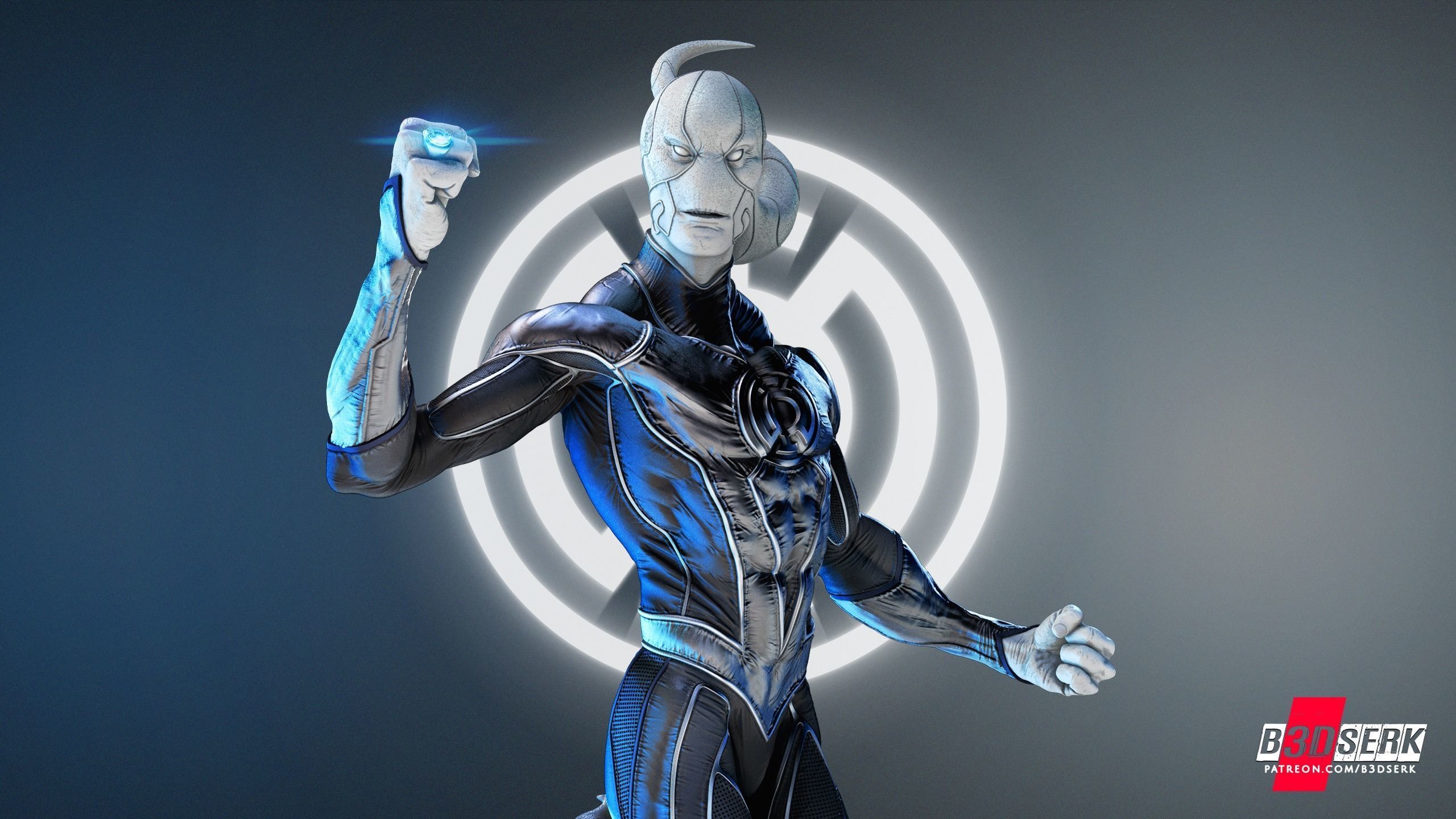 Saint Walker - Blue Lantern Sculpture for printing 3D print model_1