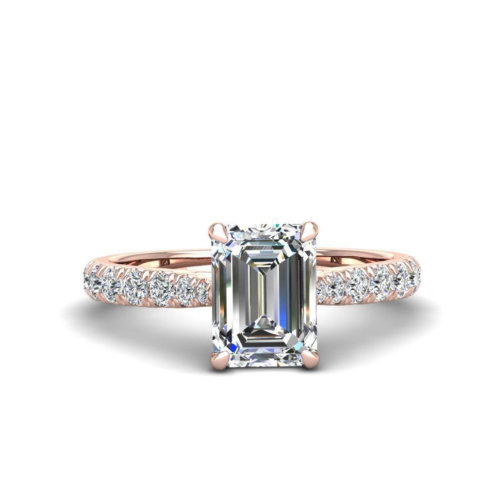 Engagement ring Emily emerald 3D print model_13