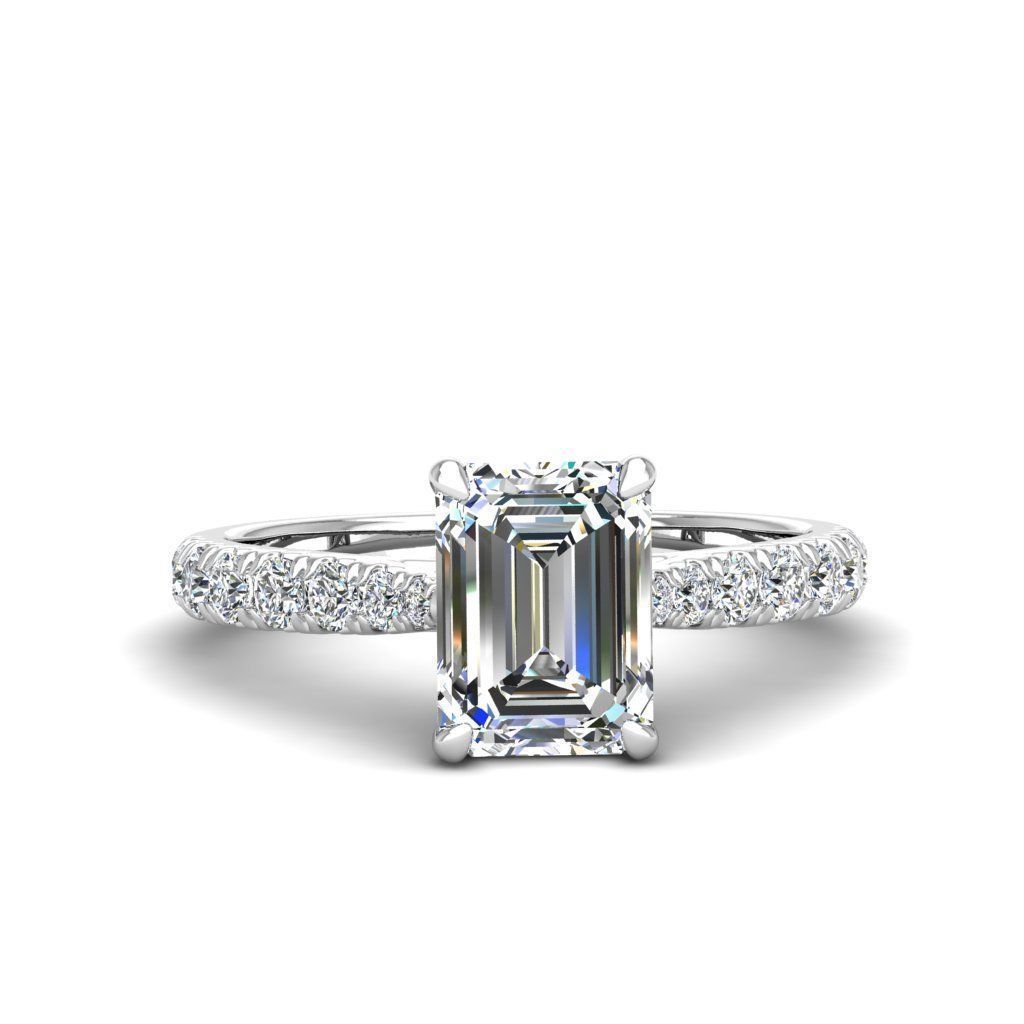 Engagement ring Emily emerald 3D print model_18