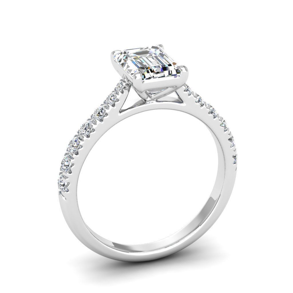 Engagement ring Emily emerald 3D print model_8