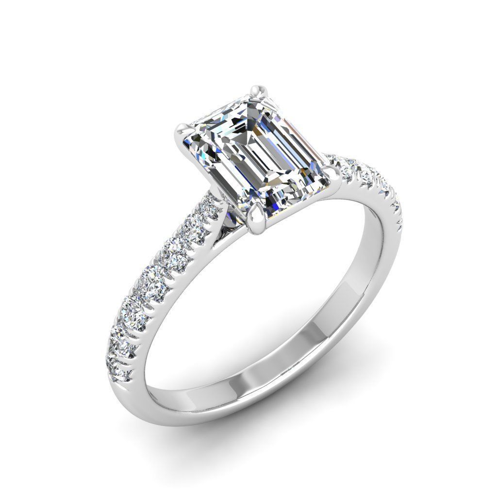 Engagement ring Emily emerald 3D print model_12