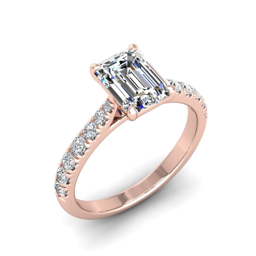 Engagement ring Emily emerald 3D print model_22