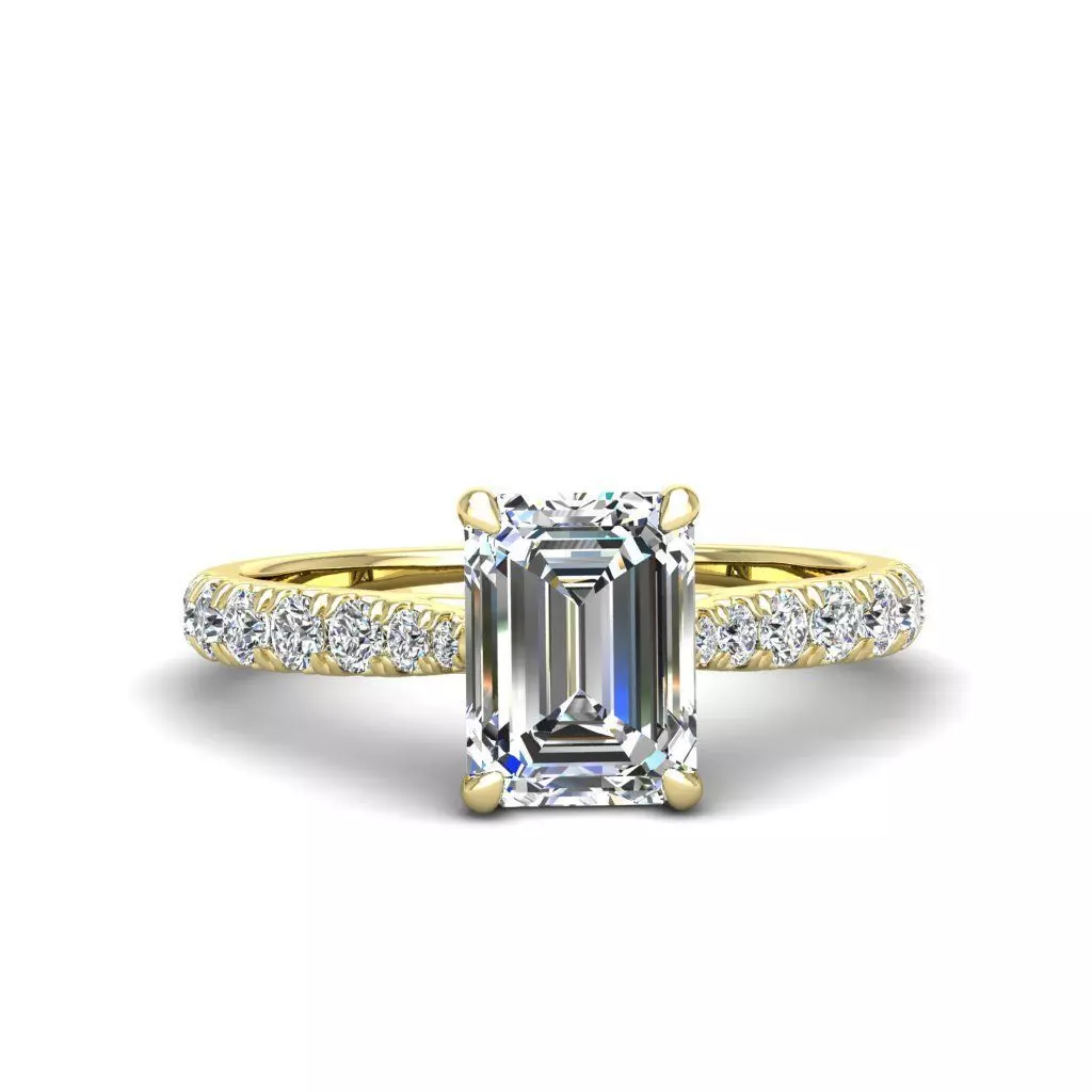 Engagement ring Emily emerald 3D print model_0