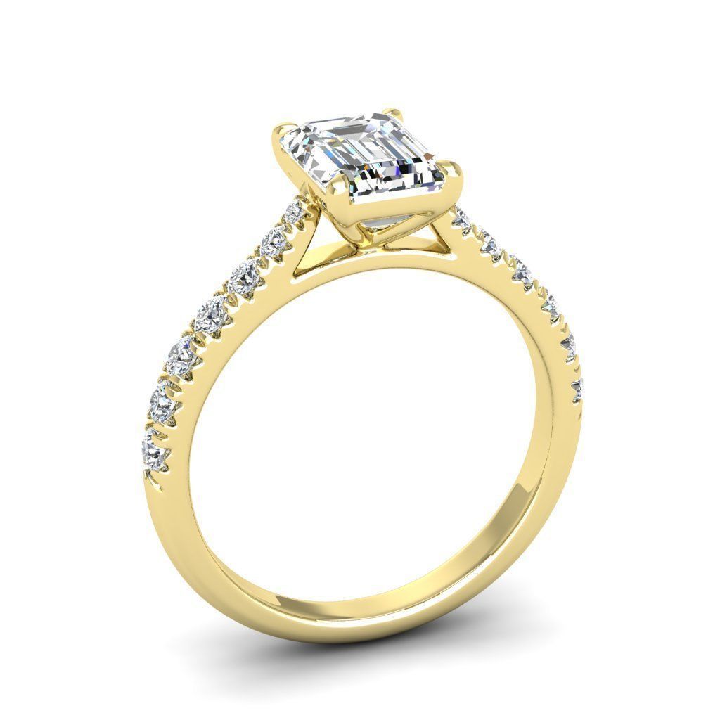 Engagement ring Emily emerald 3D print model_15