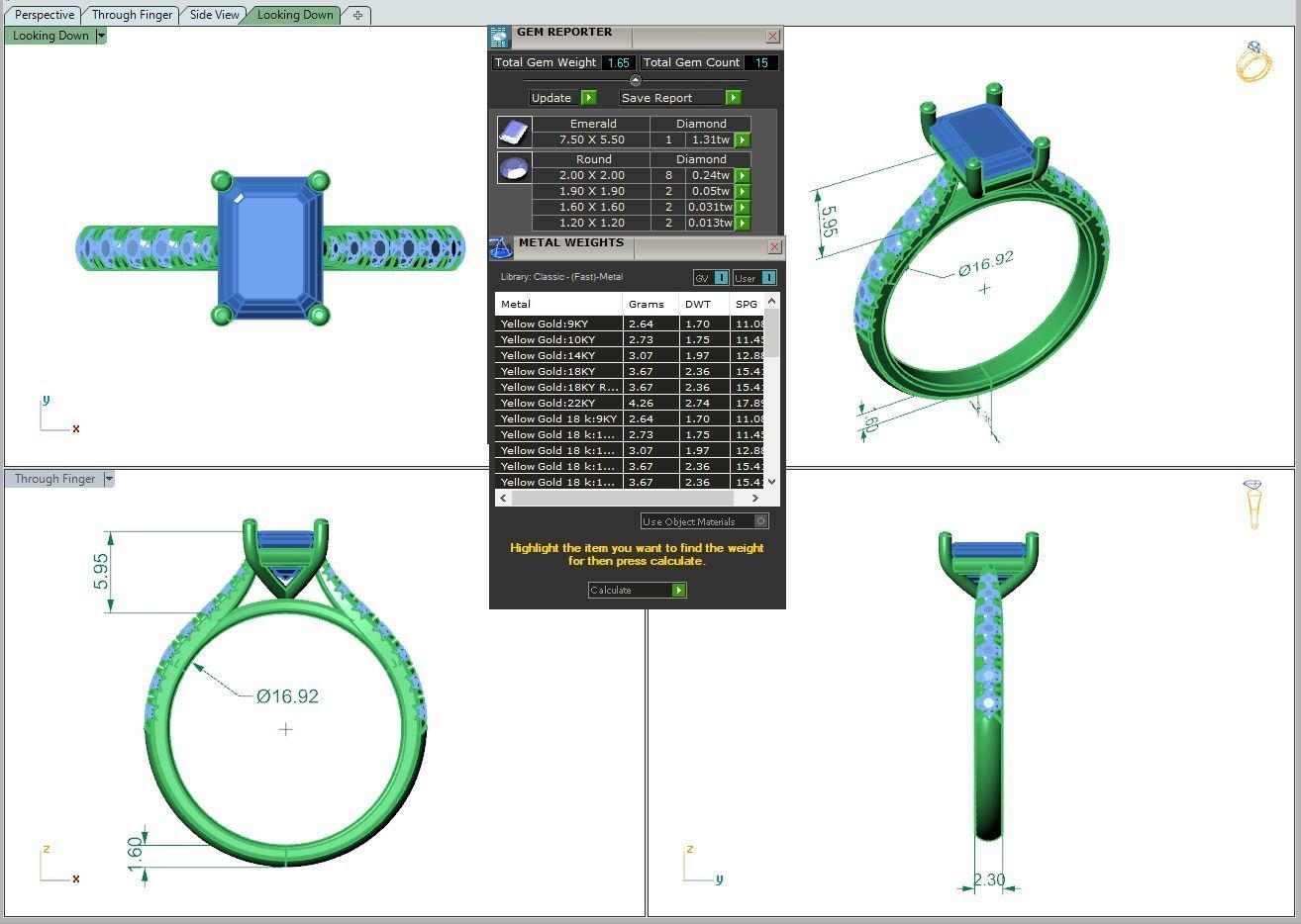 Engagement ring Emily emerald 3D print model_28