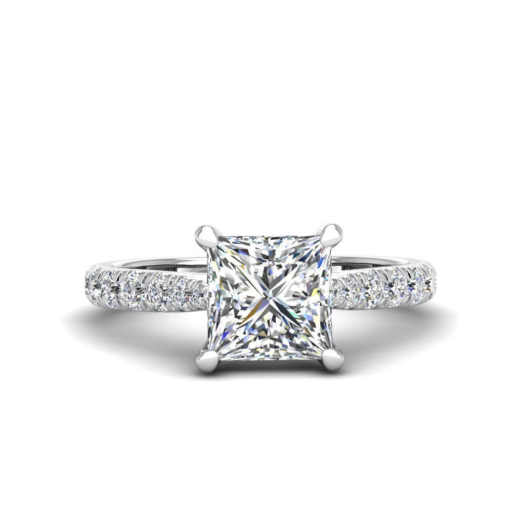 Engagement ring Emily princess 3D print model_12