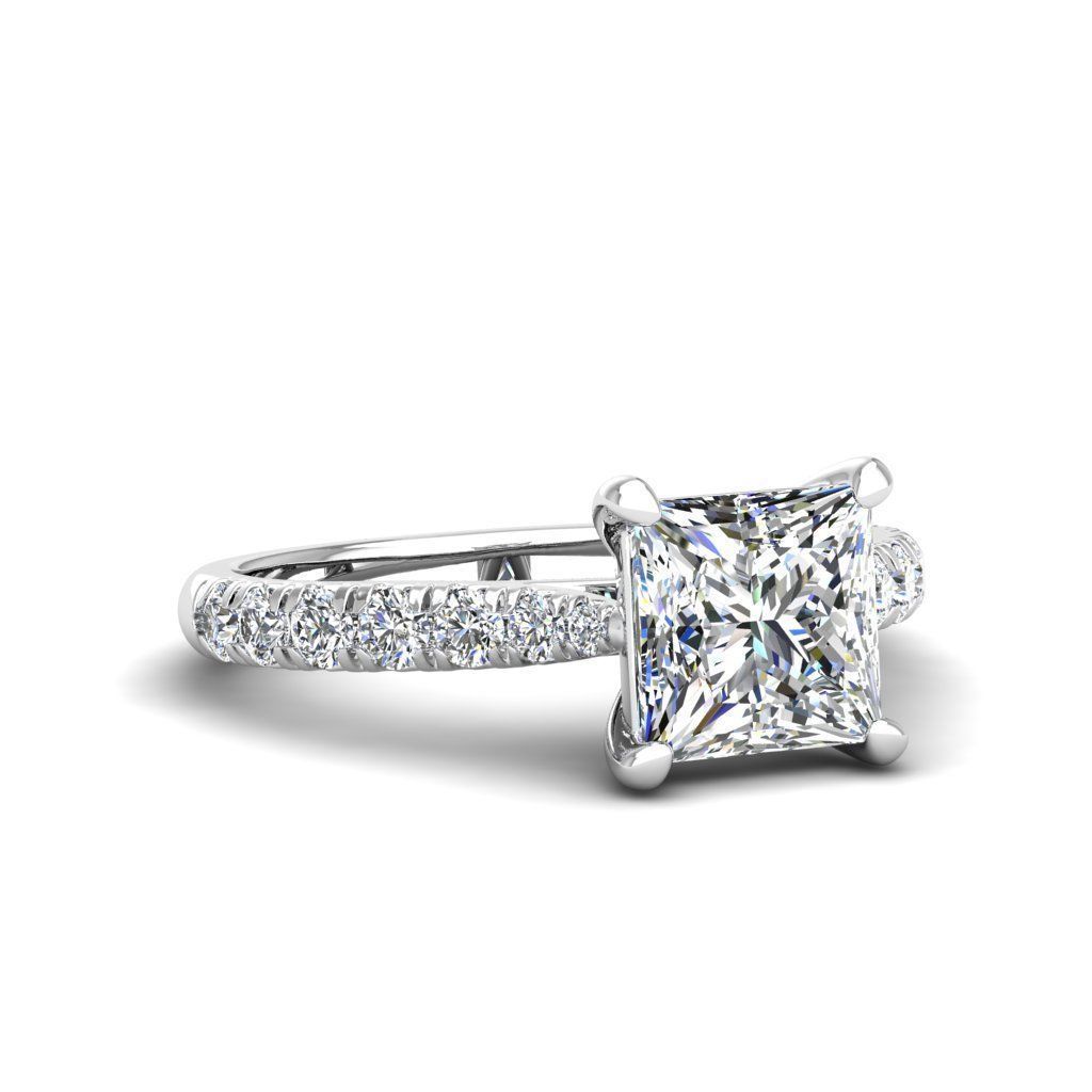 Engagement ring Emily princess 3D print model_25