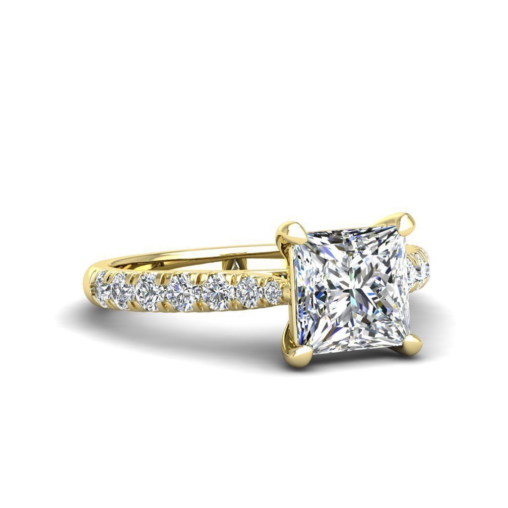 Engagement ring Emily princess 3D print model_23