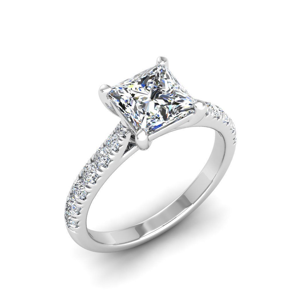 Engagement ring Emily princess 3D print model_22