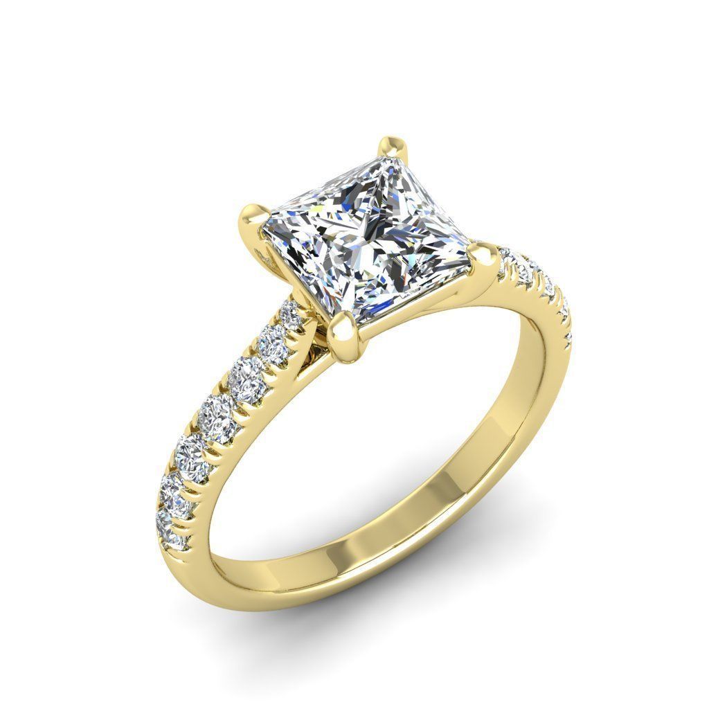 Engagement ring Emily princess 3D print model_20