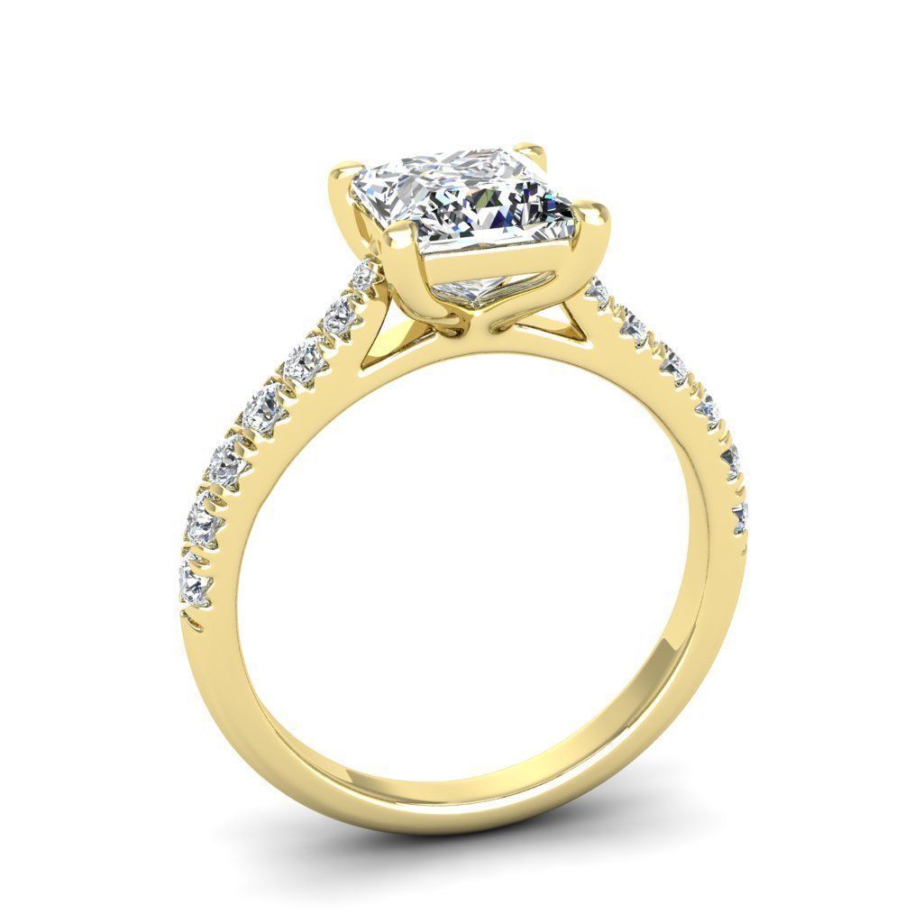 Engagement ring Emily princess 3D print model_9