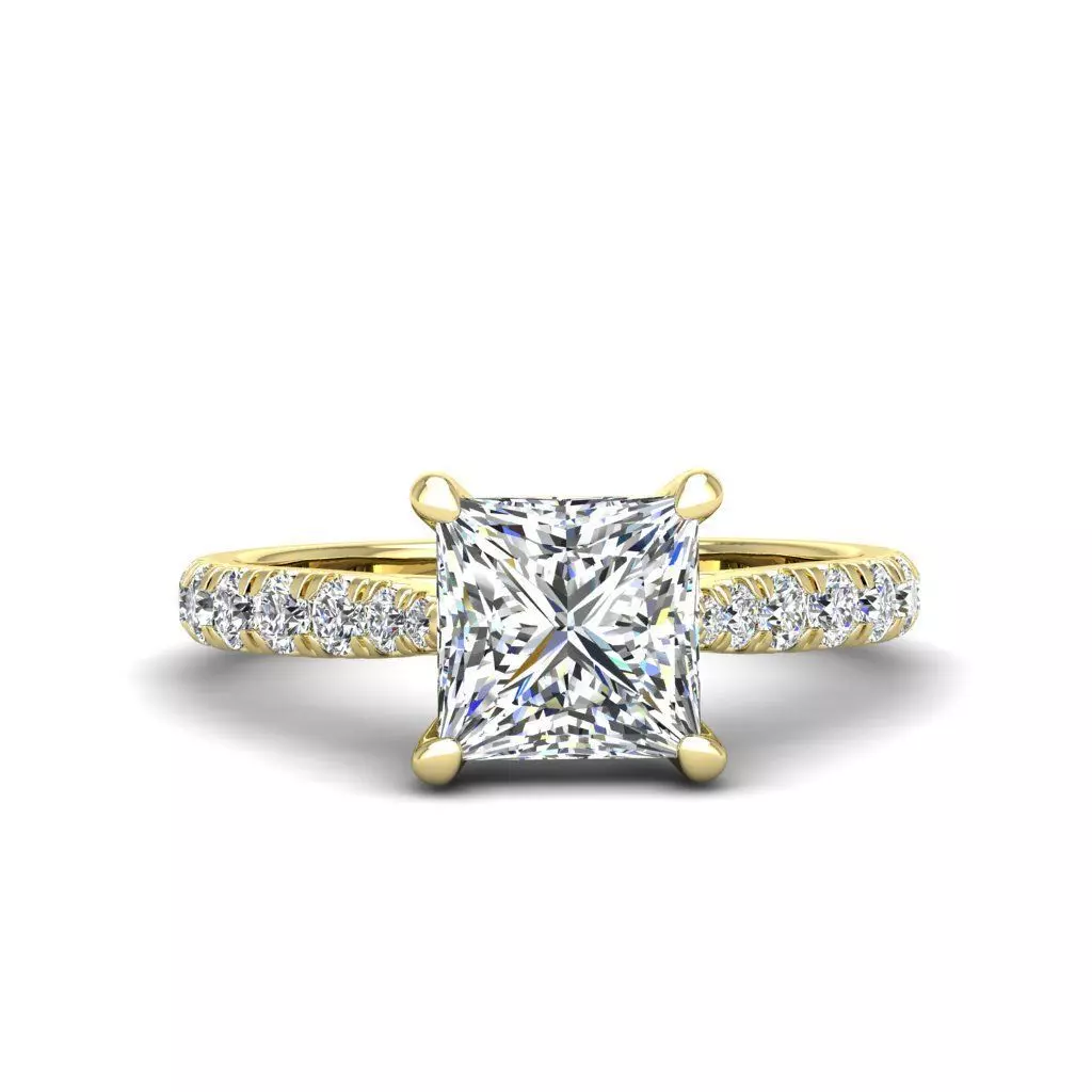 Engagement ring Emily princess 3D print model_0