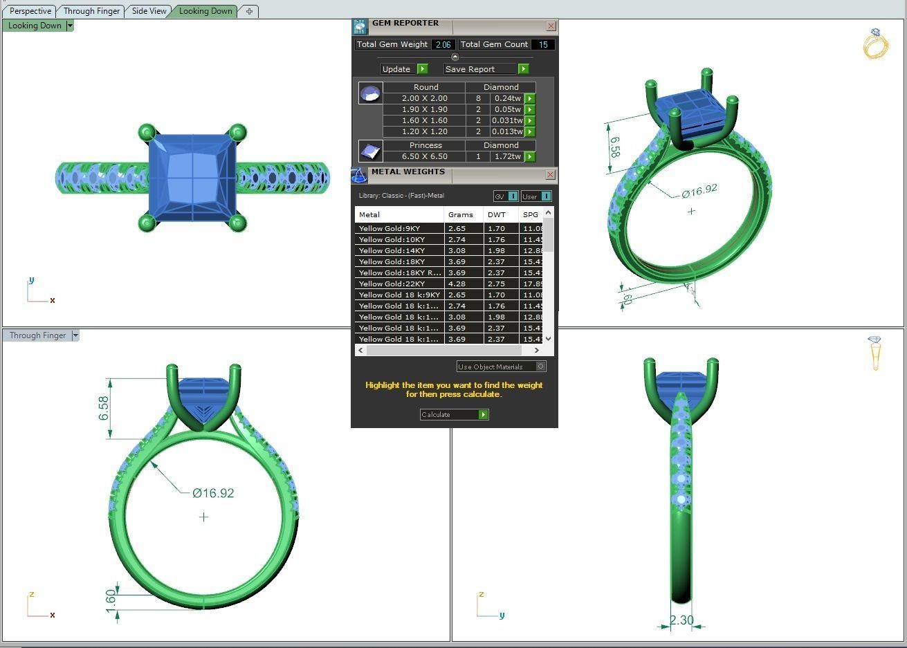 Engagement ring Emily princess 3D print model_28