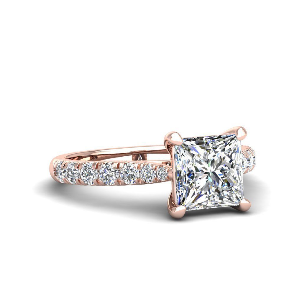 Engagement ring Emily princess 3D print model_11