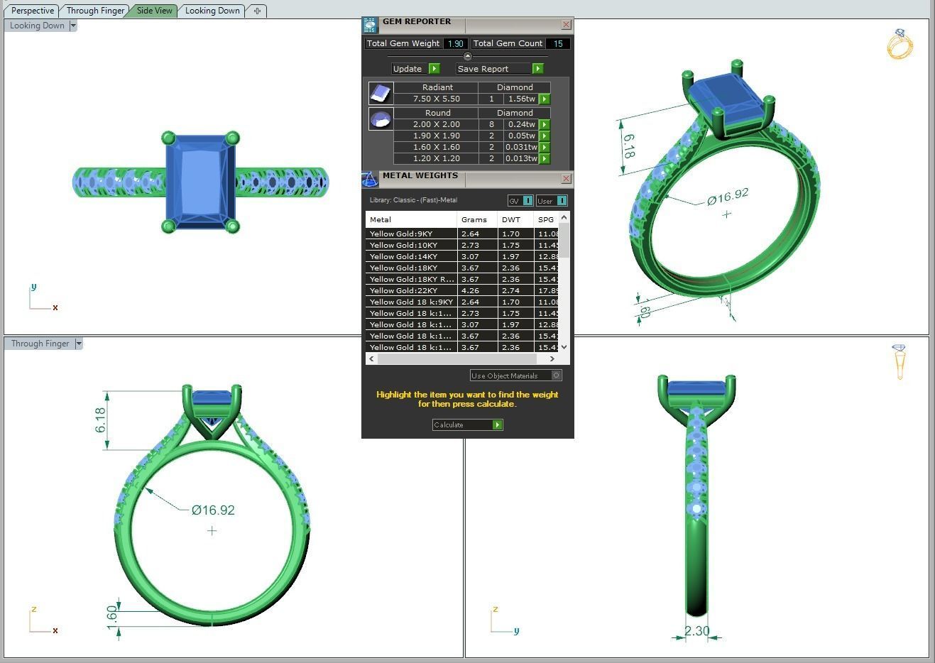 Engagement ring Emily radiant 3D print model_28