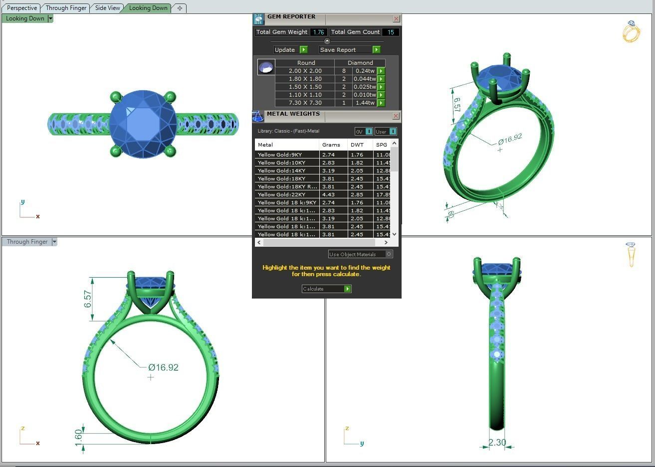 Engagement ring Emily round 3D print model_2