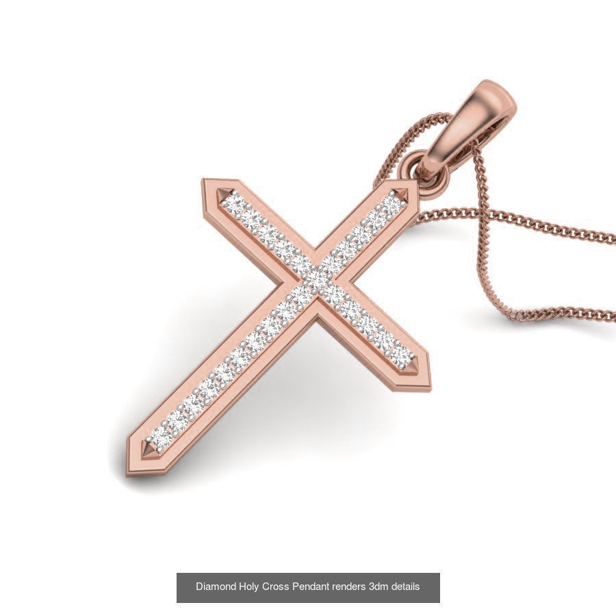 50 Cross Diamond Ring Earrings Pendant Bracelet Renders 3D Model Collection_8