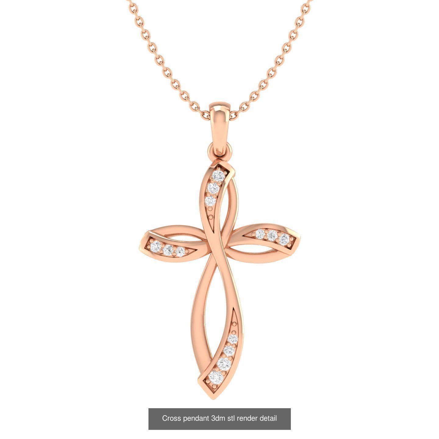 50 Cross Diamond Ring Earrings Pendant Bracelet Renders 3D Model Collection_36