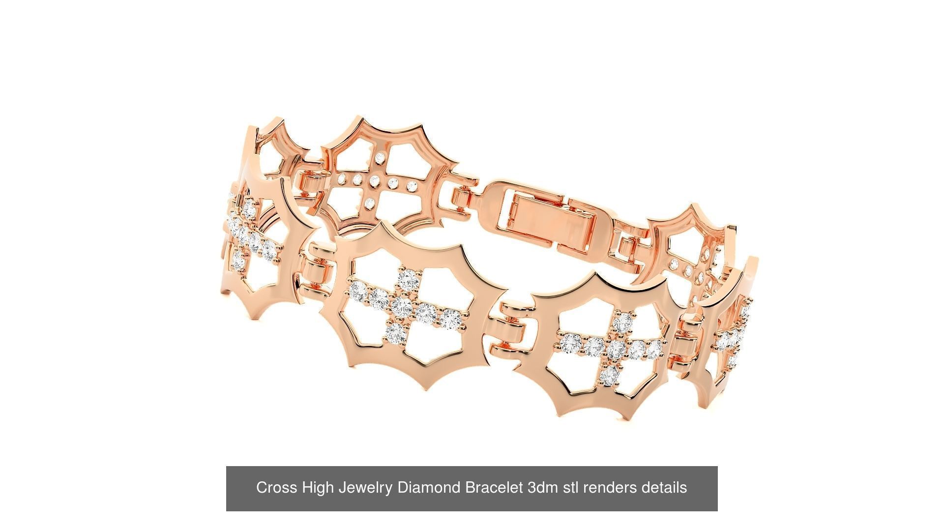 50 Cross Diamond Ring Earrings Pendant Bracelet Renders 3D Model Collection_39