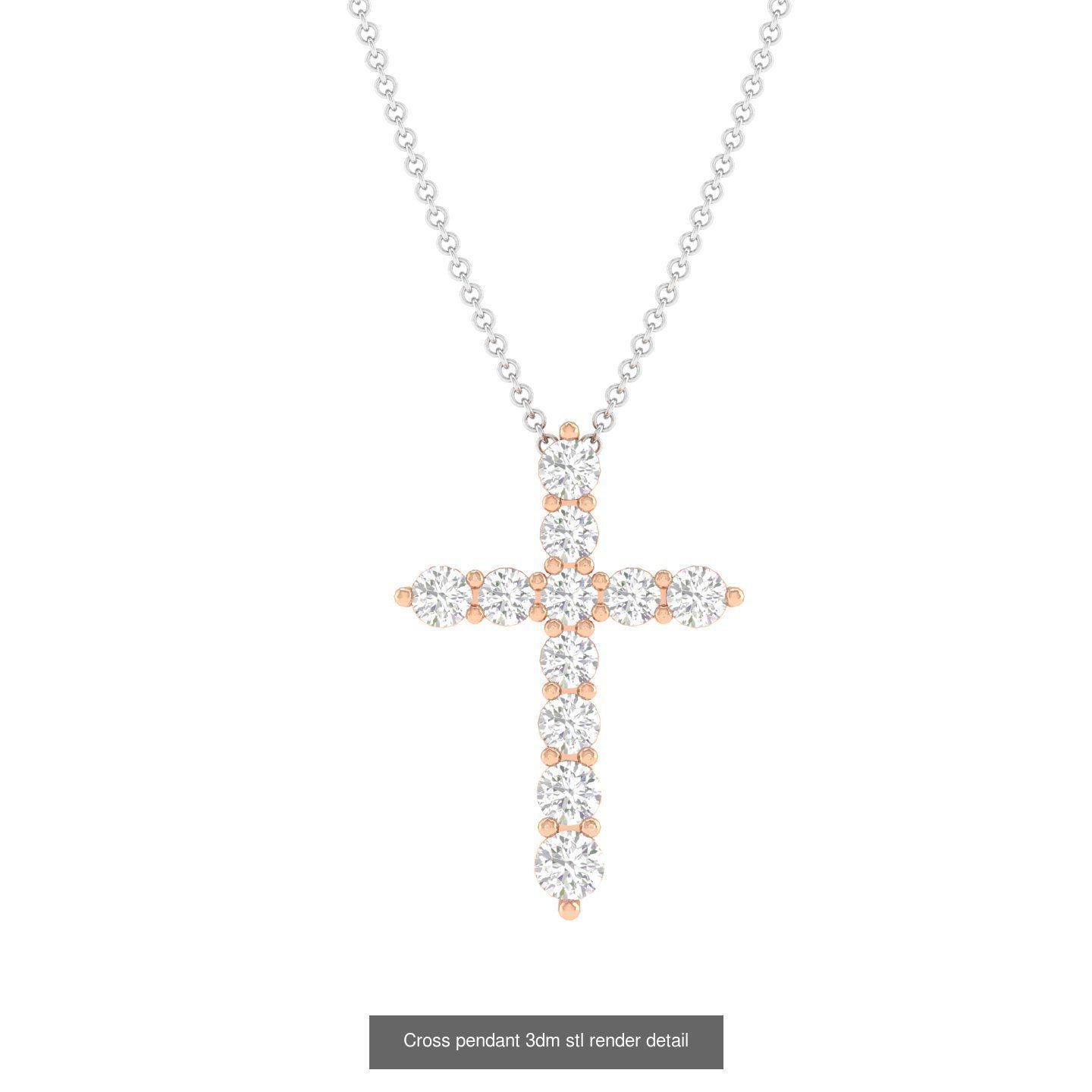 50 Cross Diamond Ring Earrings Pendant Bracelet Renders 3D Model Collection_31