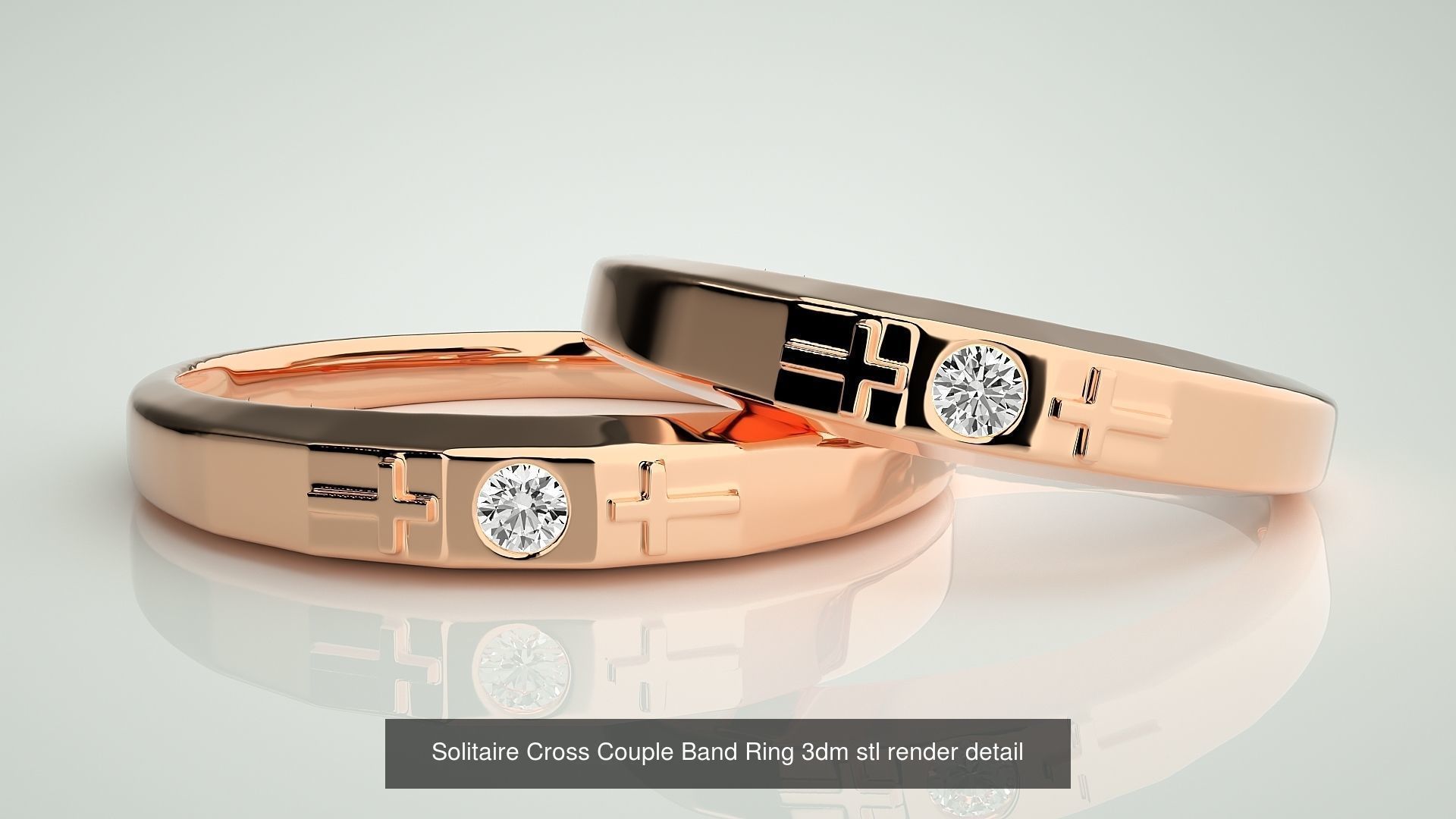 50 Cross Diamond Ring Earrings Pendant Bracelet Renders 3D Model Collection_38