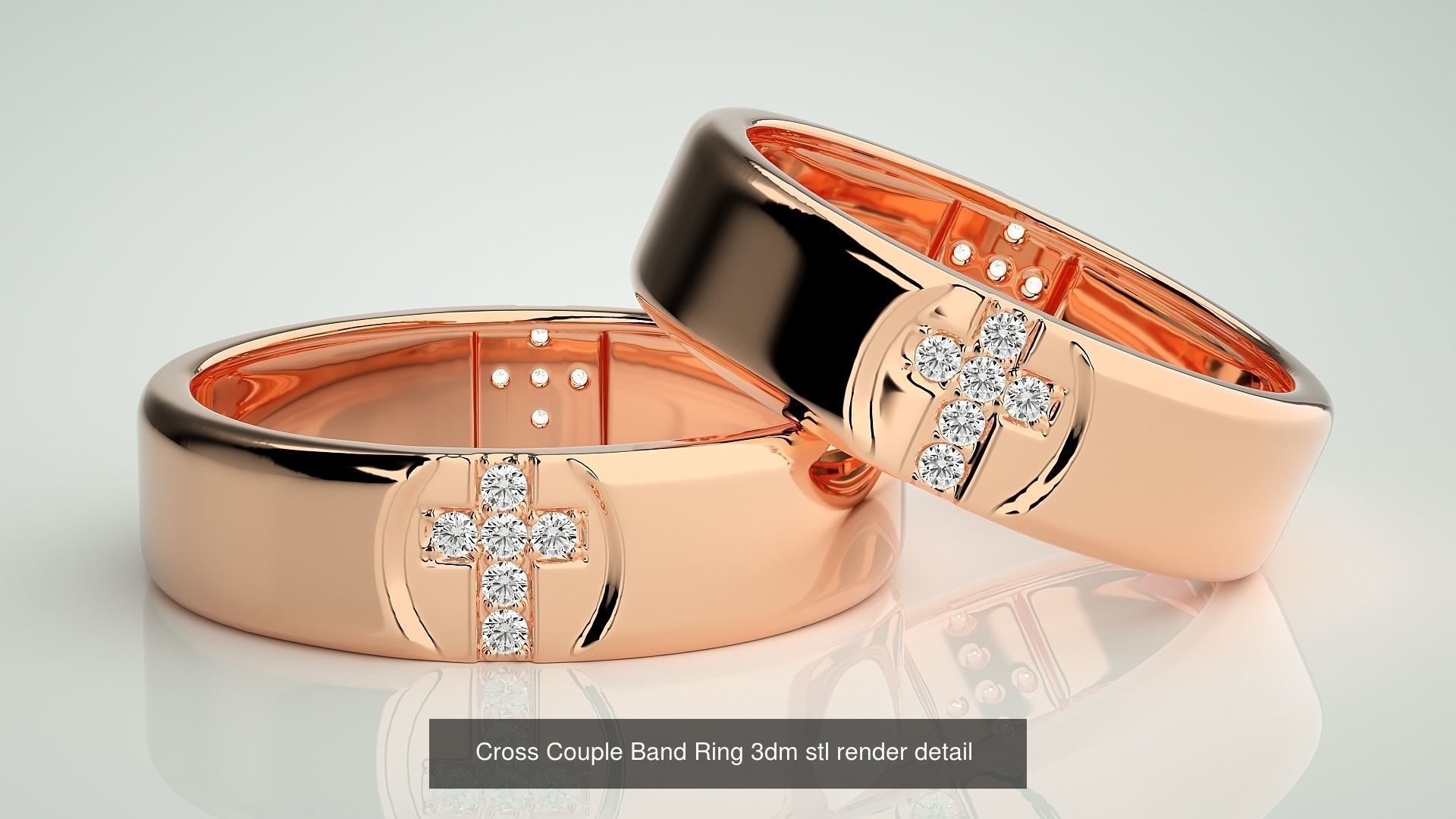 50 Cross Diamond Ring Earrings Pendant Bracelet Renders 3D Model Collection_41
