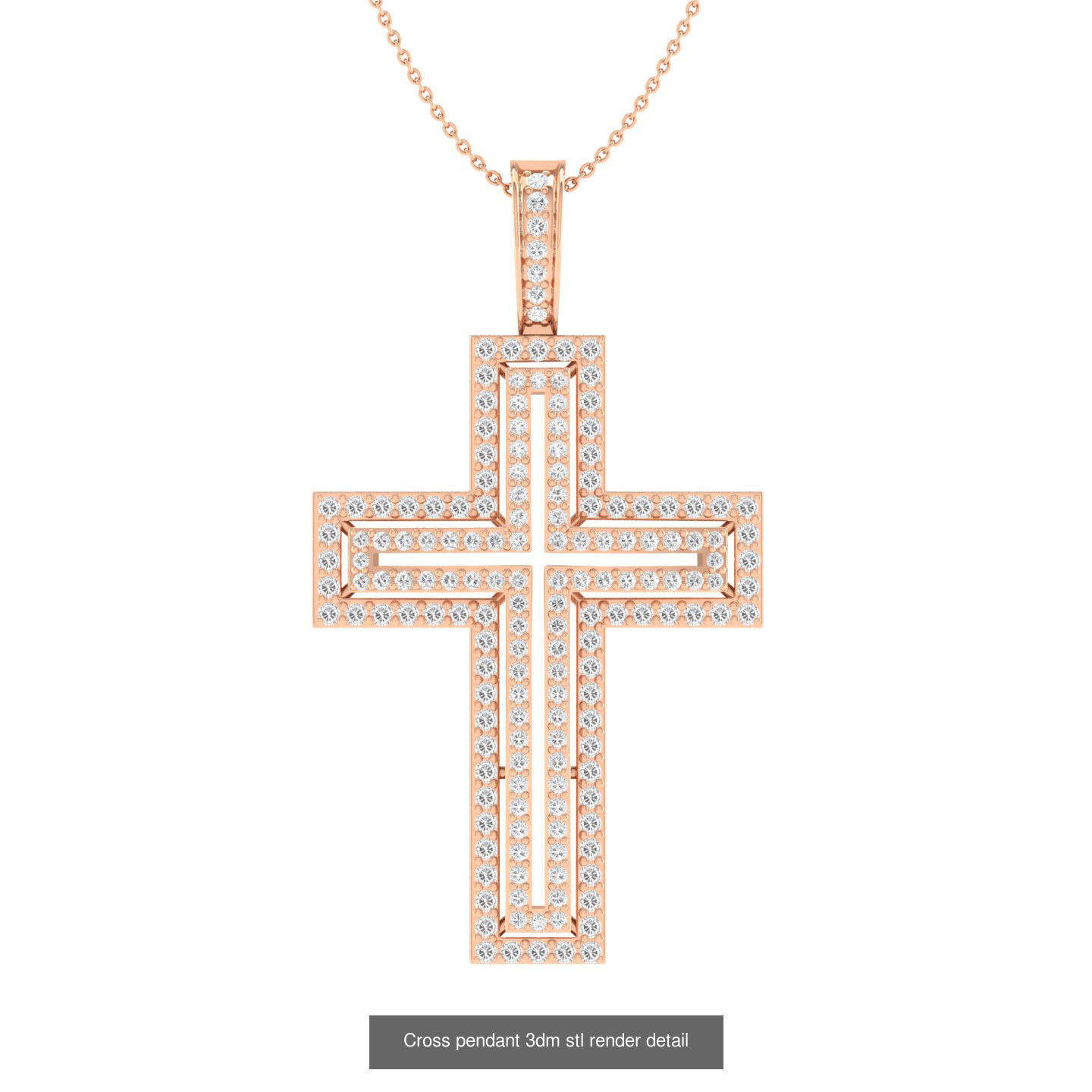 50 Cross Diamond Ring Earrings Pendant Bracelet Renders 3D Model Collection_22