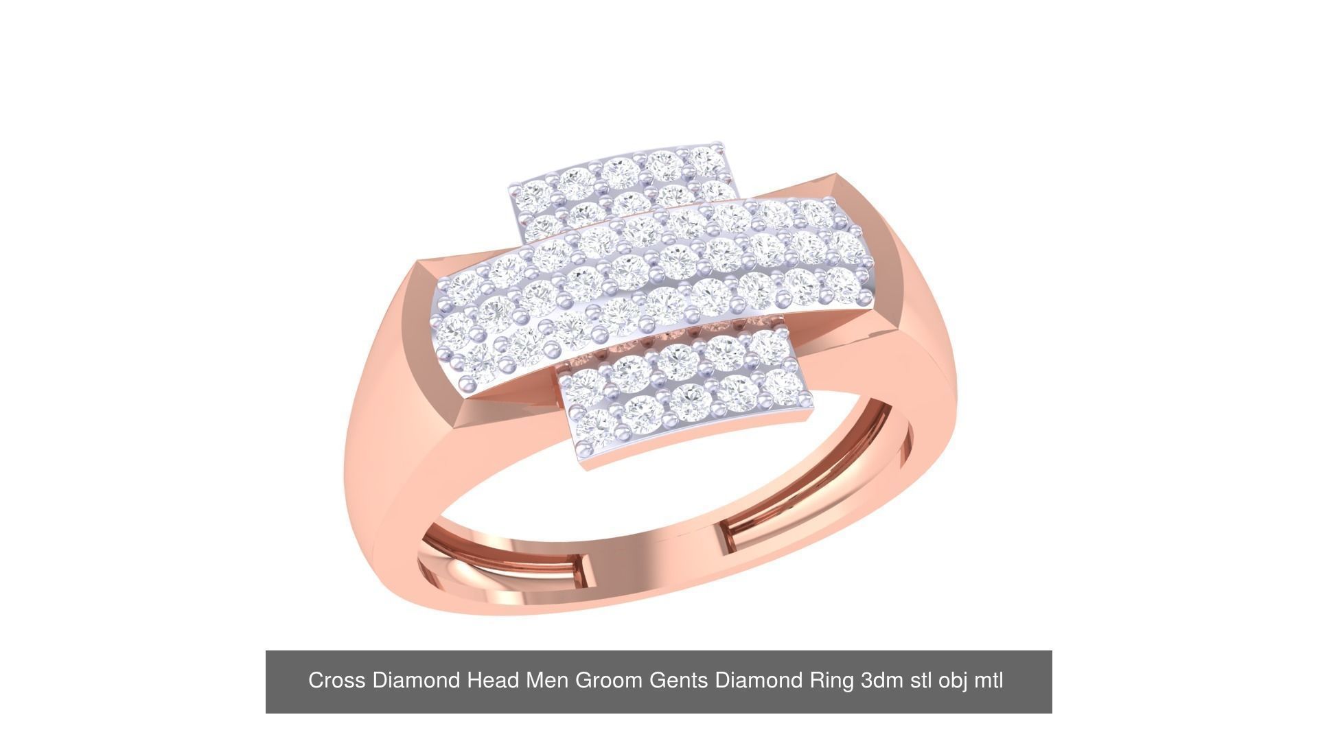 50 Cross Diamond Ring Earrings Pendant Bracelet Renders 3D Model Collection_49