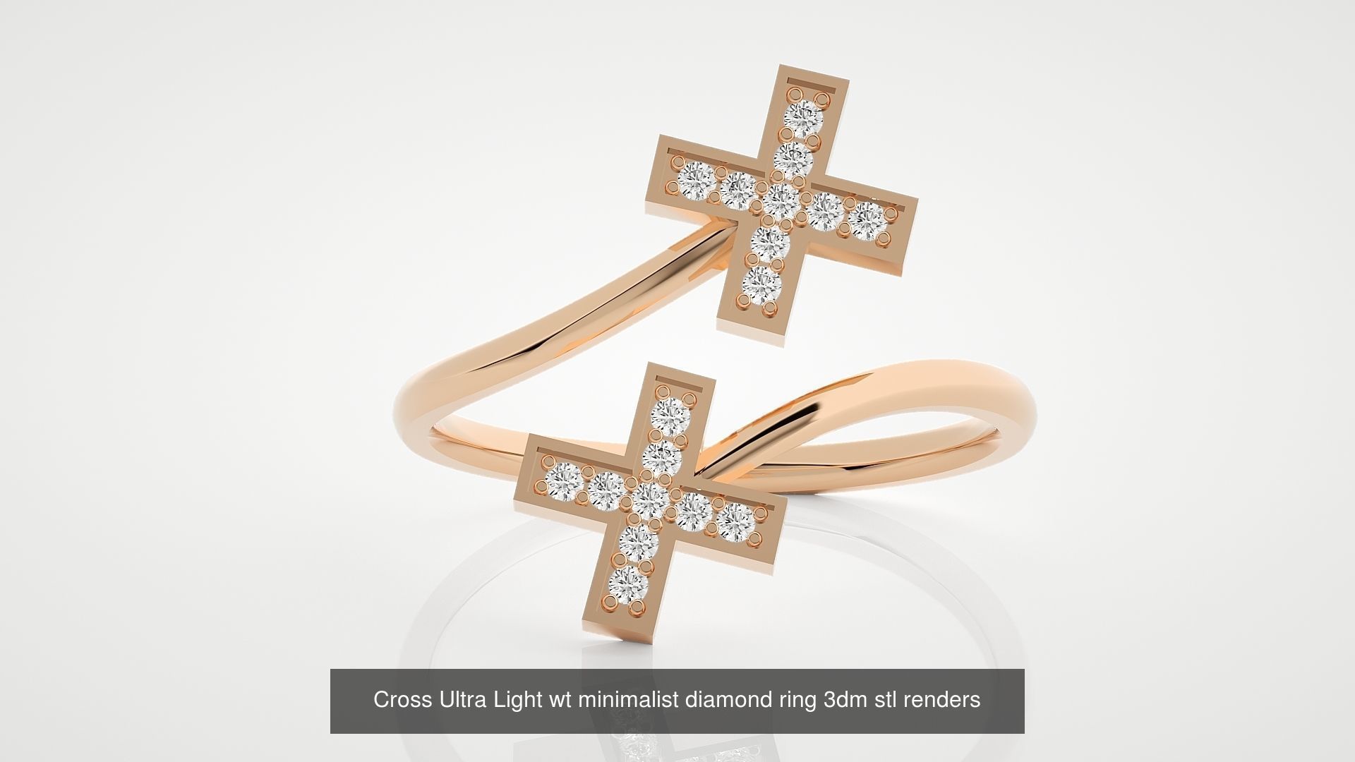 50 Cross Diamond Ring Earrings Pendant Bracelet Renders 3D Model Collection_53